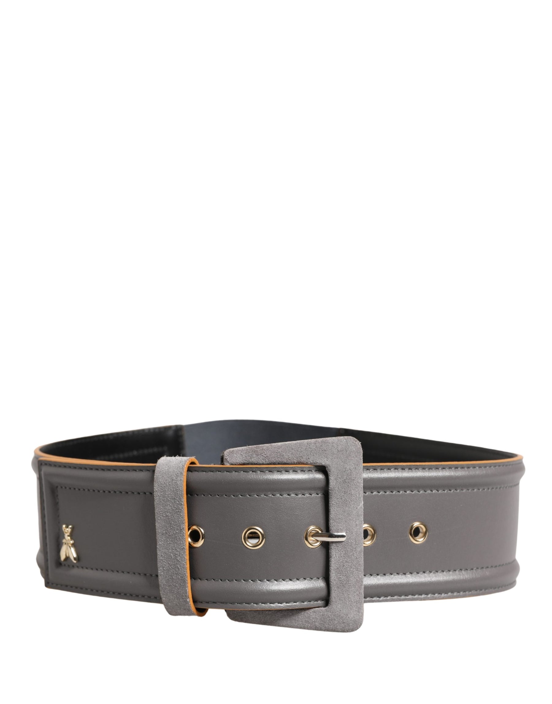 Patrizia Pepe Gray Genuine Leather Square Silver Metal Buckle Belt | Regal Royce