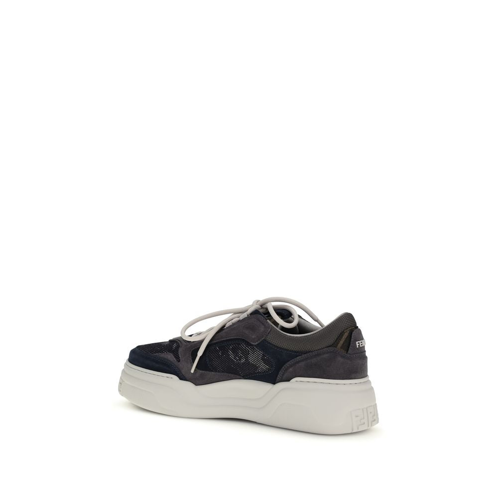 Fendi Gray Calf Leather Bos Taurus Athletic Sneakers | Regal Royce