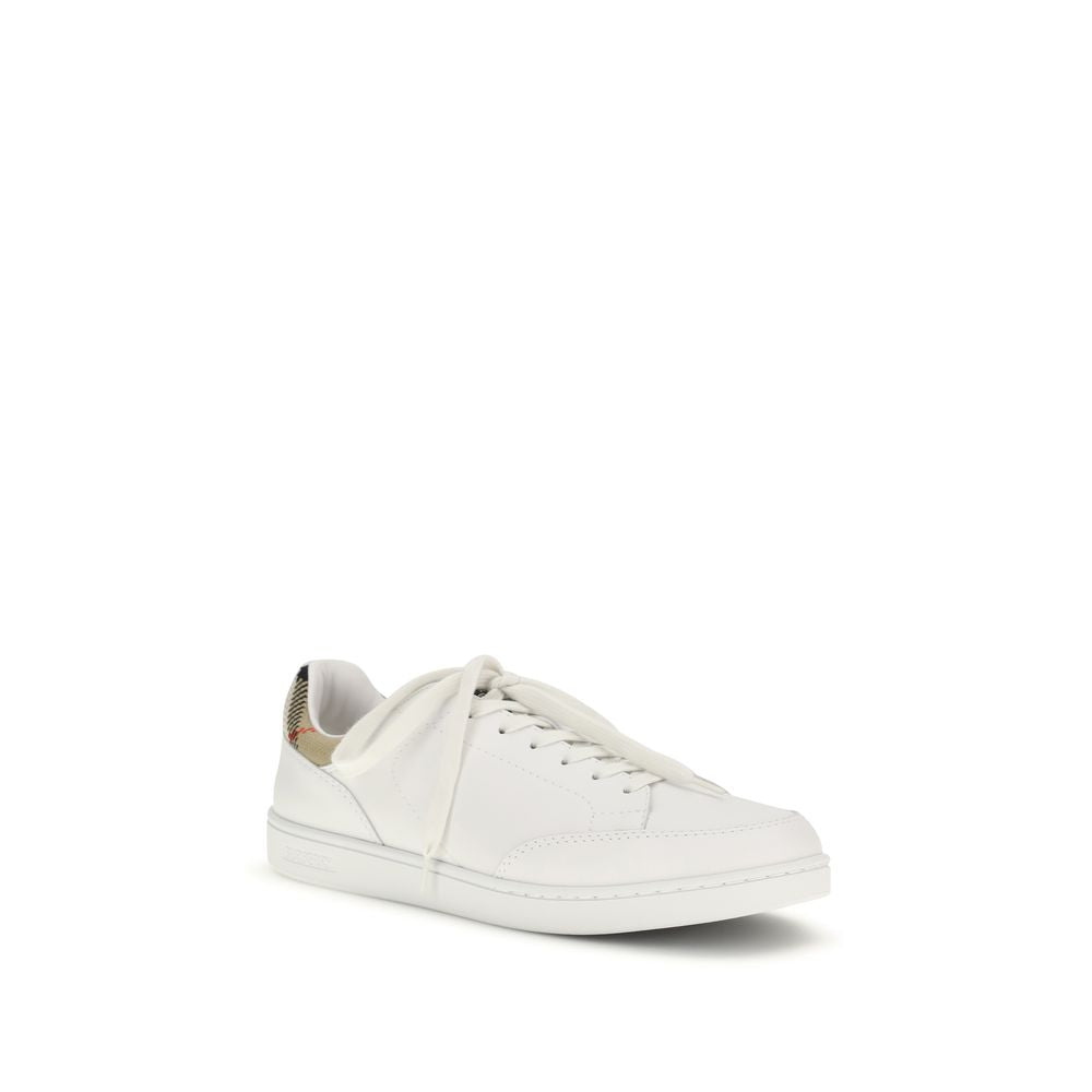 Burberry White Calf Leather Bos Taurus Low Top Sneakers | Regal Royce