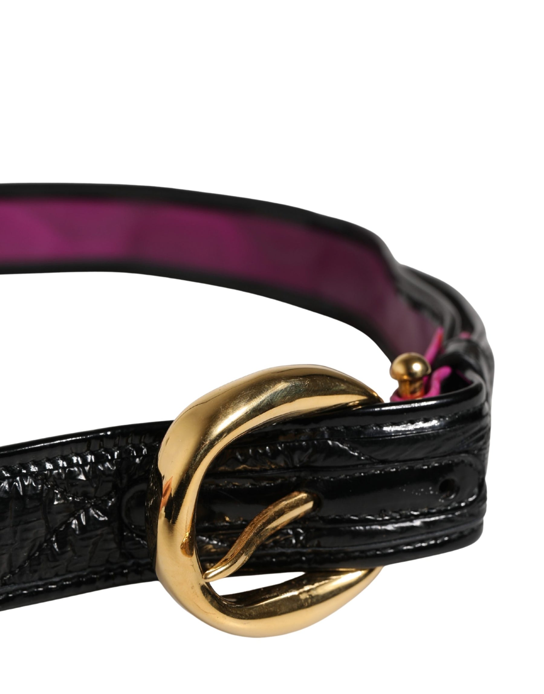 Ermanno Scervino Black Leather Gold Round Buckle Waist Belt | Regal Royce