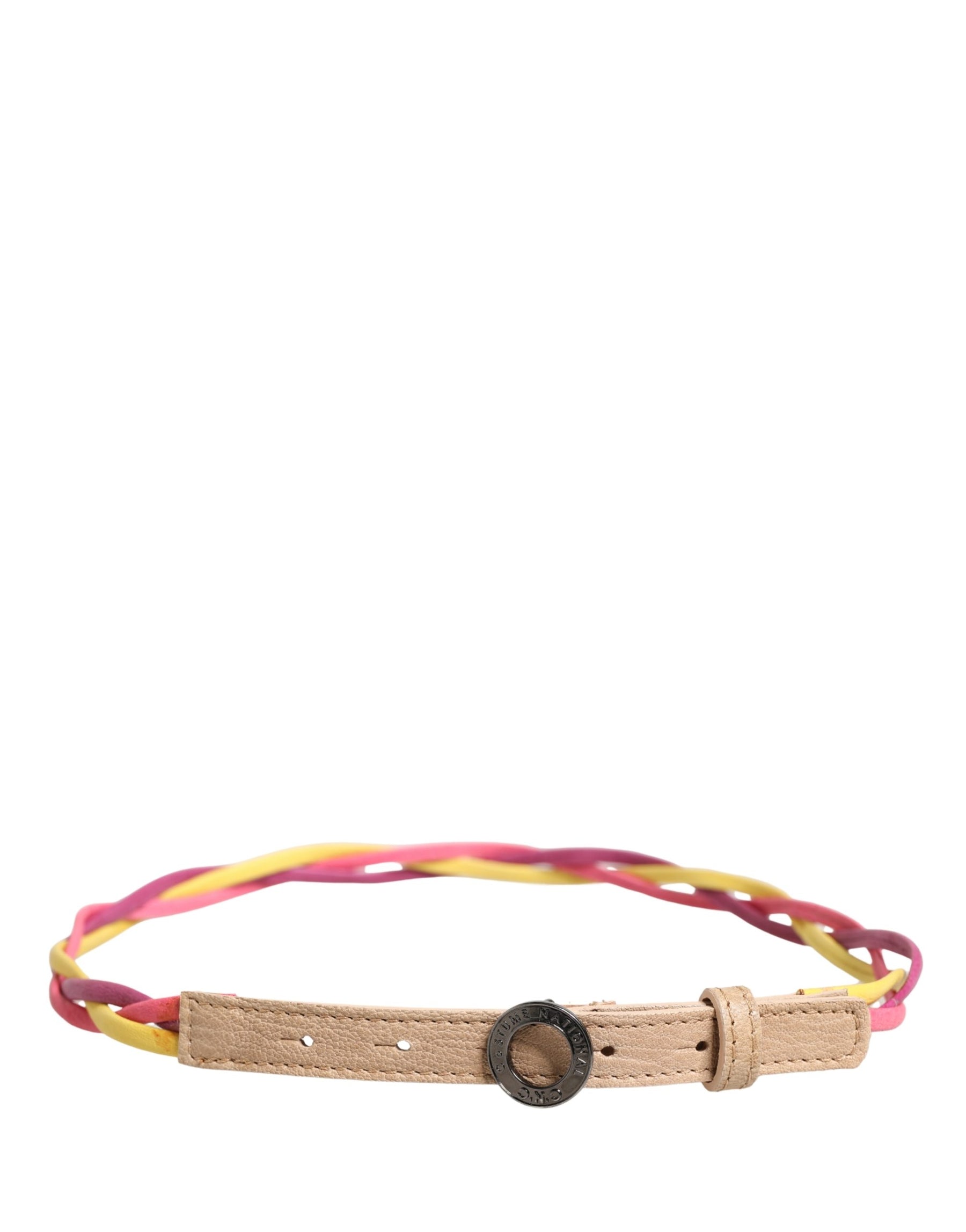 Costume National Multicolor Twisted Leather Circle Buckle Belt | Regal Royce