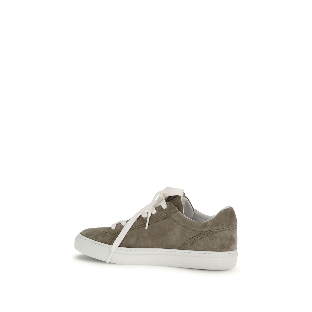 Brunello Cucinelli Gray Calf Leather Bos Taurus Sneakers | Regal Royce