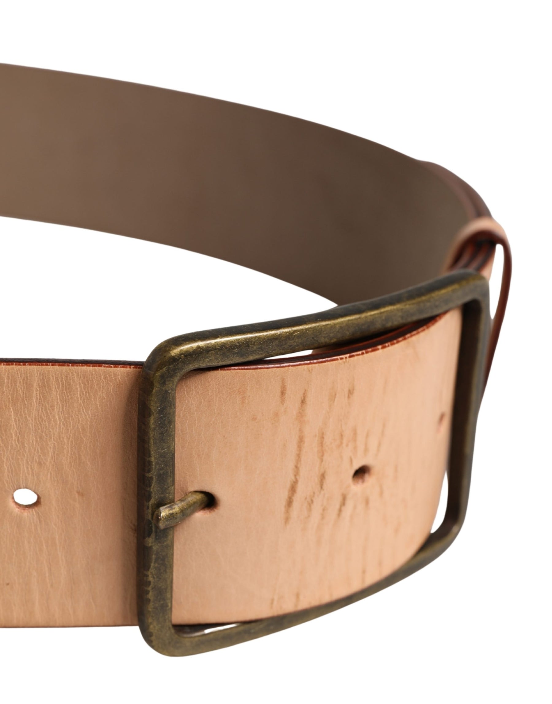 Patrizia Pepe Beige Genuine Leather Wide Waist Metal Buckle Belt | Regal Royce