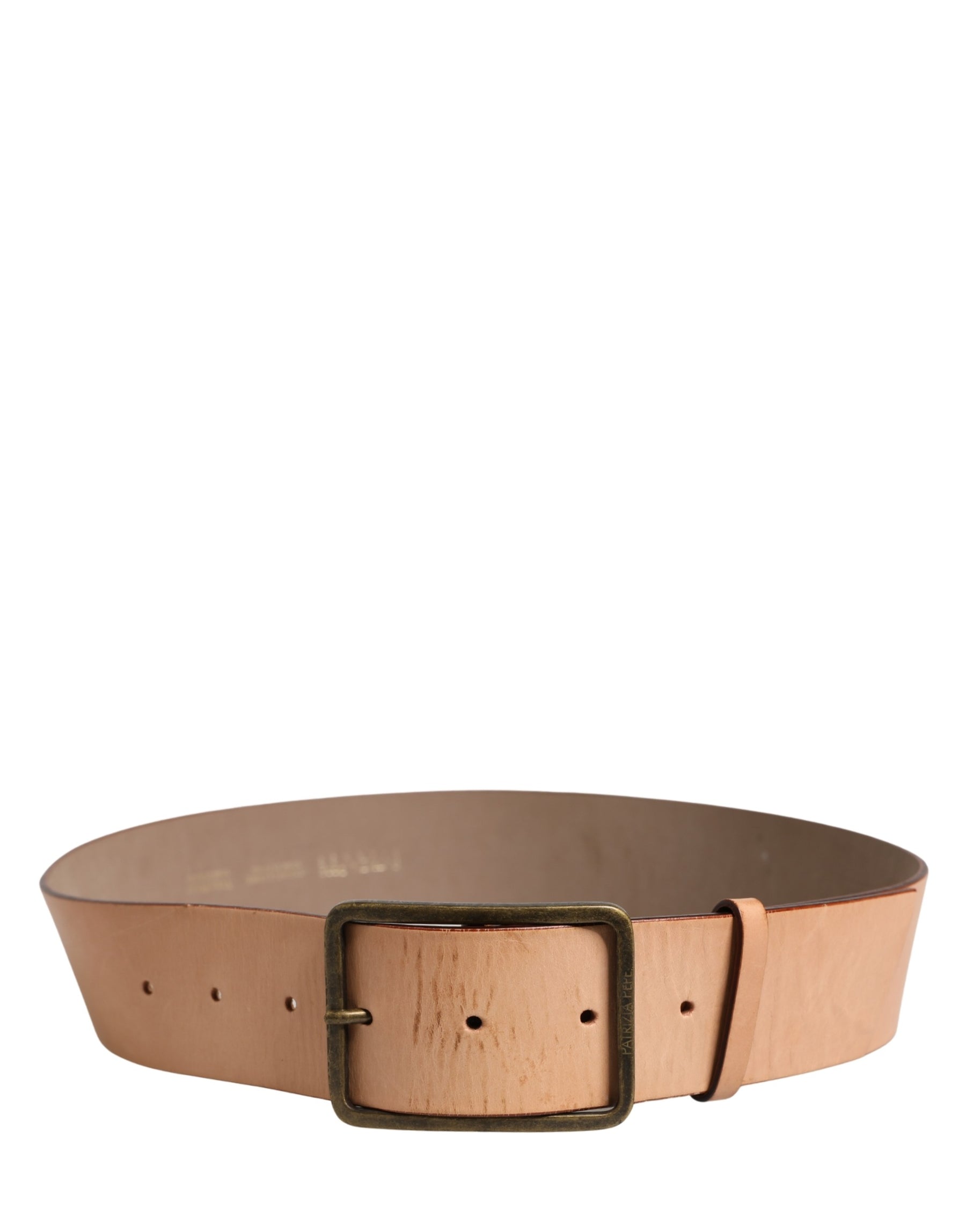 Patrizia Pepe Beige Genuine Leather Wide Waist Metal Buckle Belt | Regal Royce