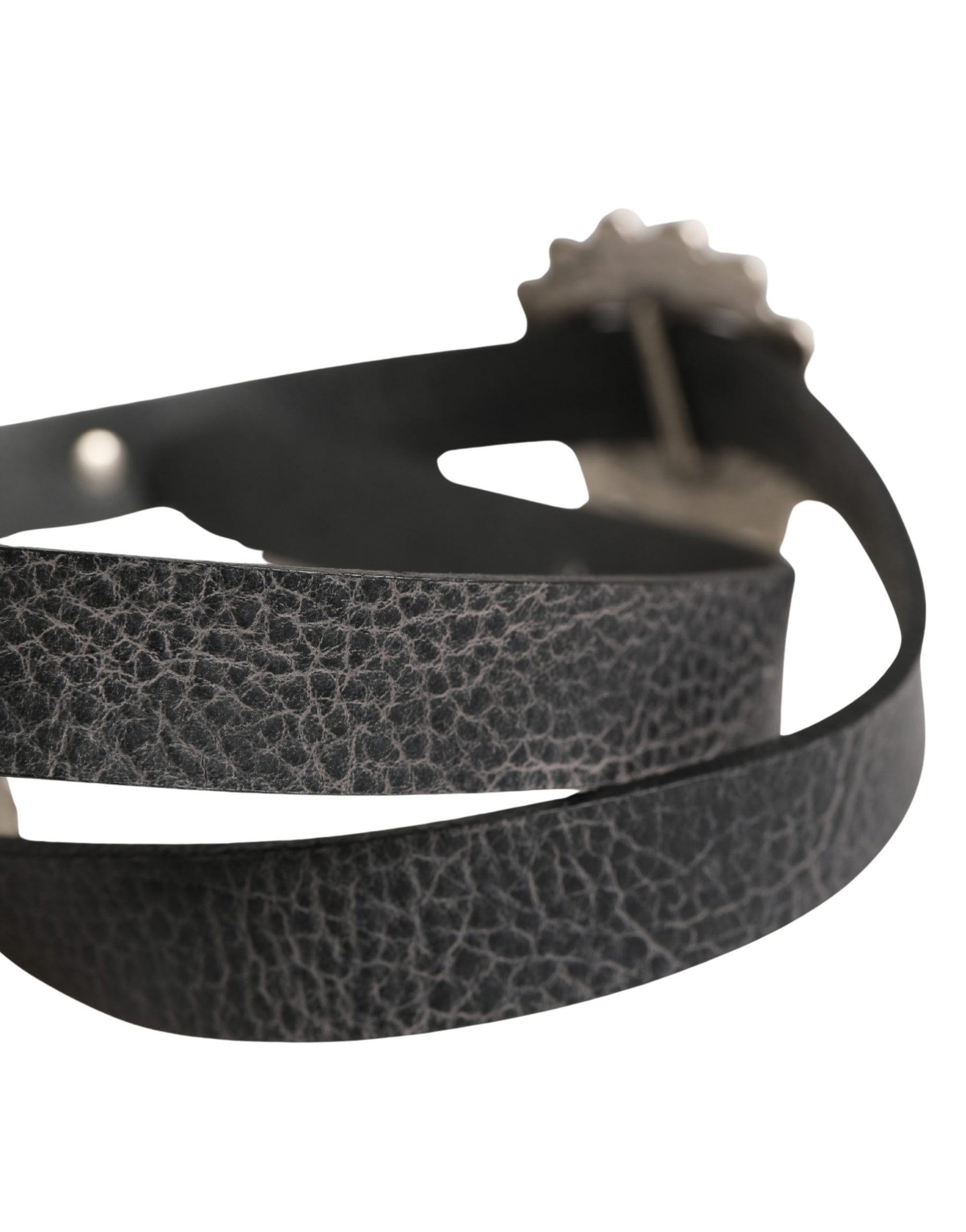 Cavalli Class Black Turquoise Leather Embellished Oval Buckle Belt | Regal Royce