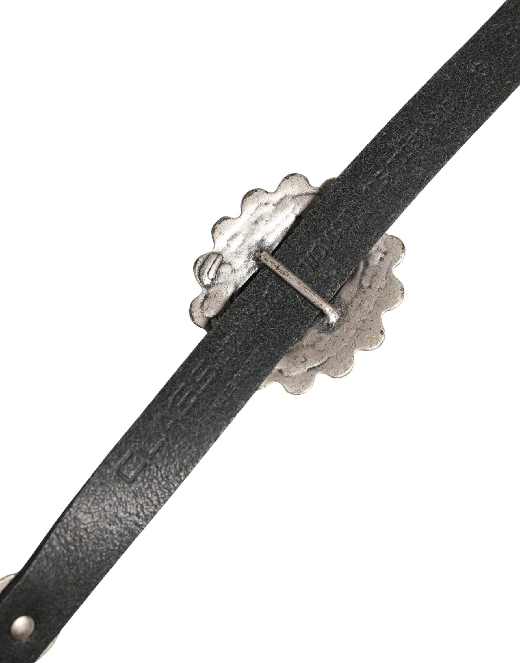 Cavalli Class Black Turquoise Leather Embellished Oval Buckle Belt | Regal Royce