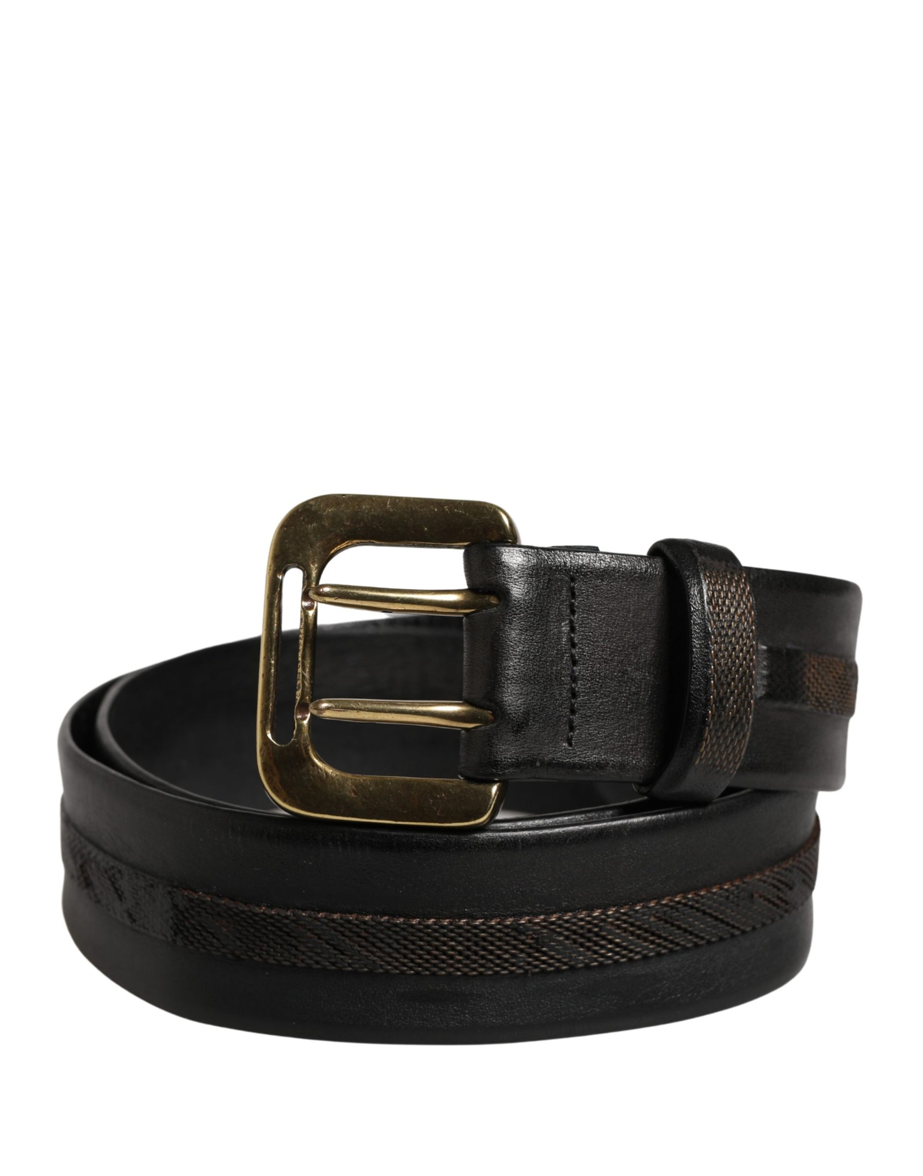 PLEIN SUD Black Leather Gold Metal Buckle Waist Women Belt | Regal Royce