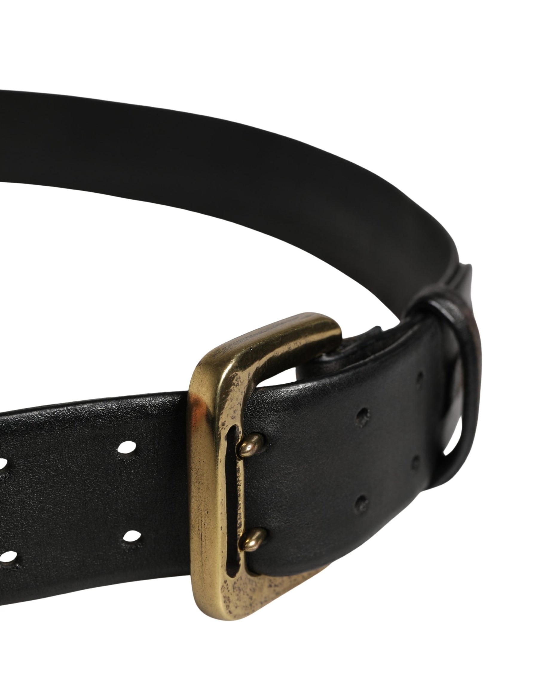 PLEIN SUD Black Leather Gold Metal Buckle Waist Women Belt | Regal Royce