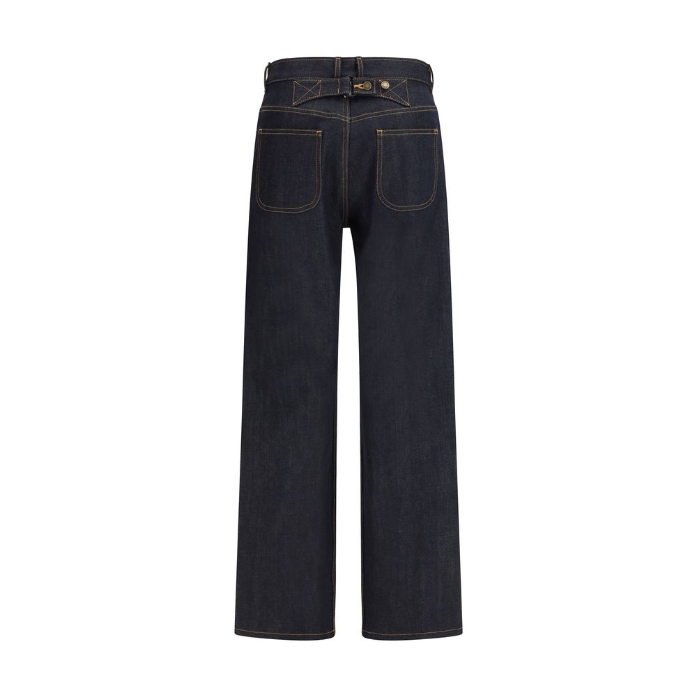 Thom Browne Blue Cotton Straight-Leg Jeans | Regal Royce