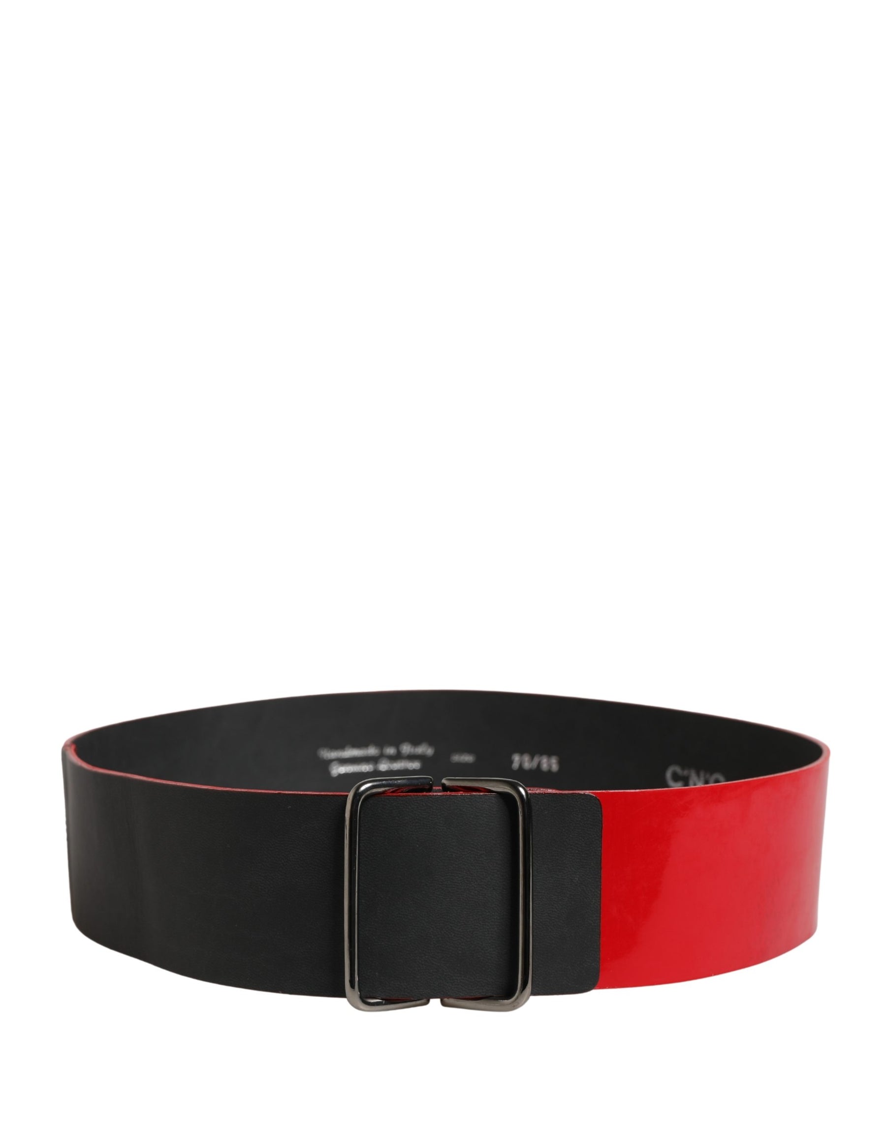 Costume National Red Wide Waist Silver Metal Buckle Belt | Regal Royce