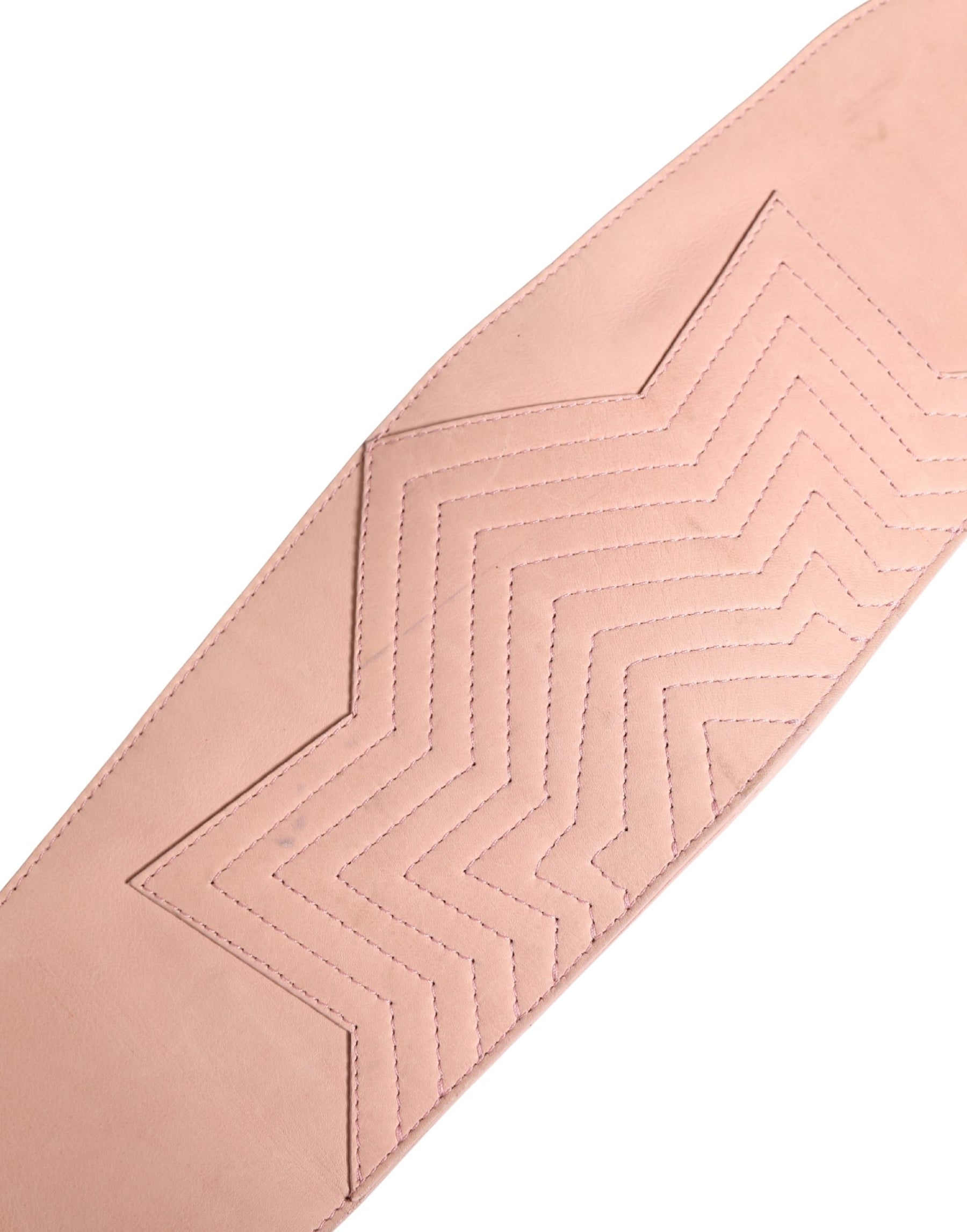 Costume National Light Pink Leather Wide Waist Round Buckle Belt | Regal Royce