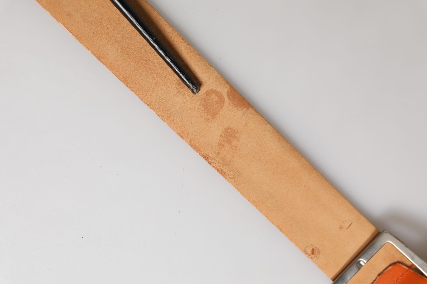 Etro Orange Genuine Leather Silver Metal Buckle Waist Belt | Regal Royce