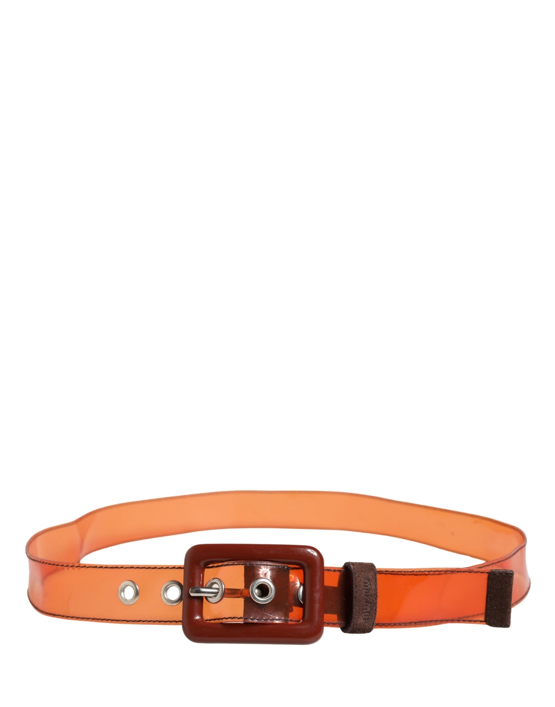 Miu Miu Orange PVC Waist Women Cintura Square Buckle Belt | Regal Royce