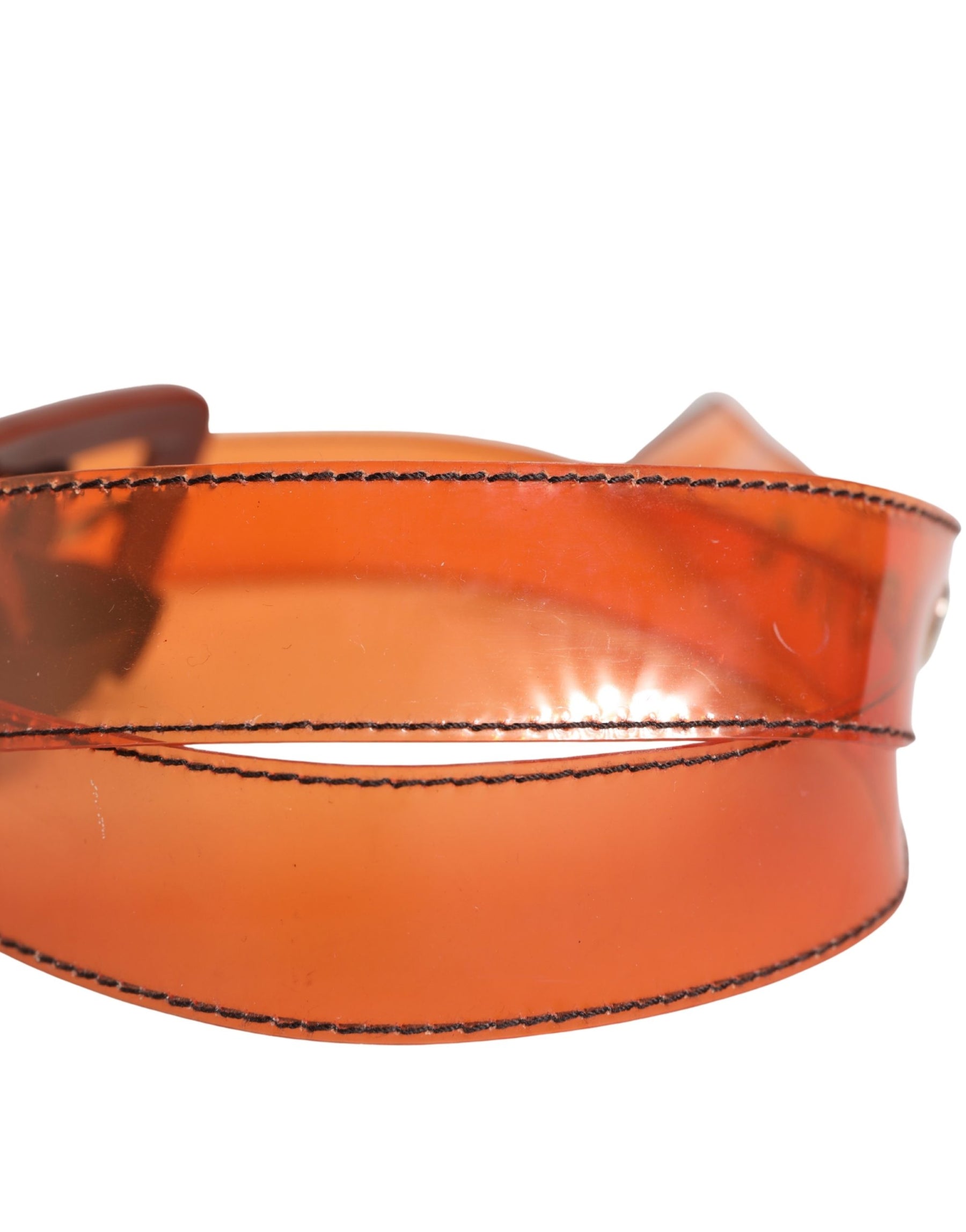 Miu Miu Orange PVC Waist Women Cintura Square Buckle Belt | Regal Royce