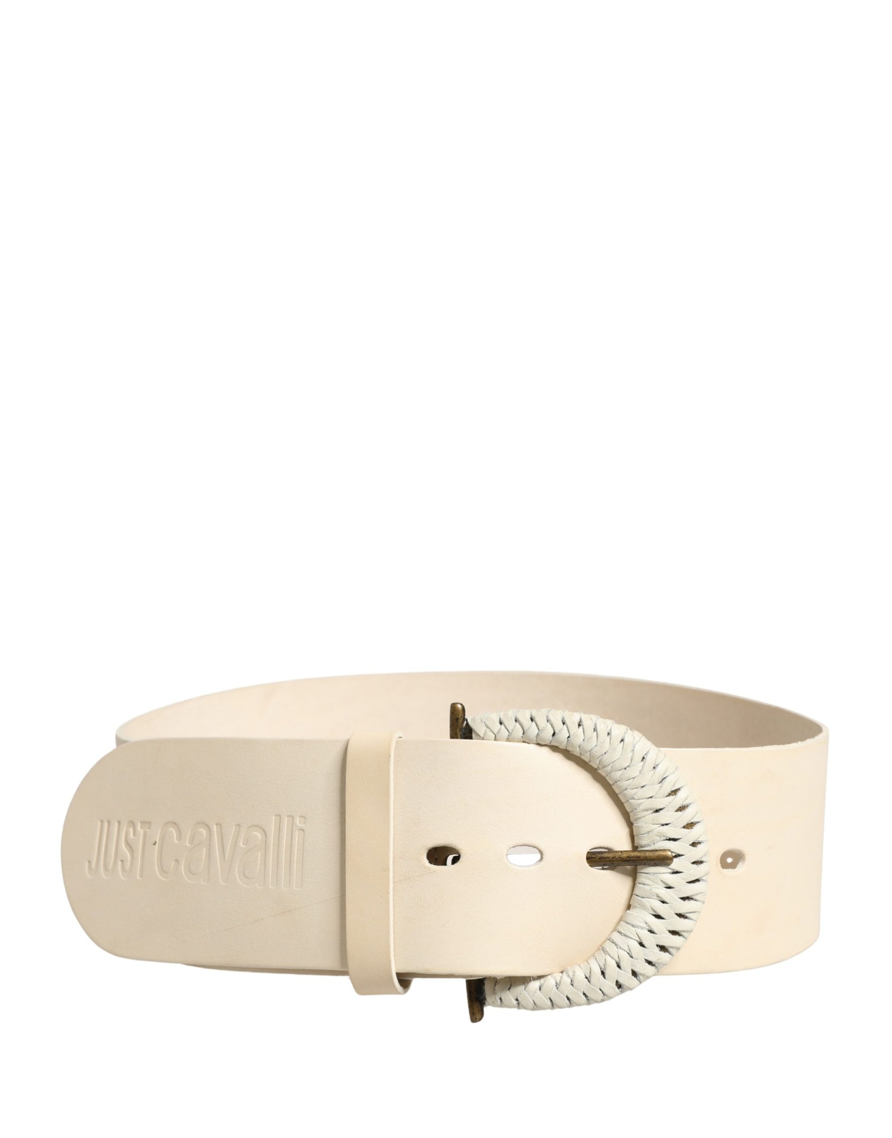 Cavalli Class Off White Leather Waist Women Cintura Buckle Belt | Regal Royce