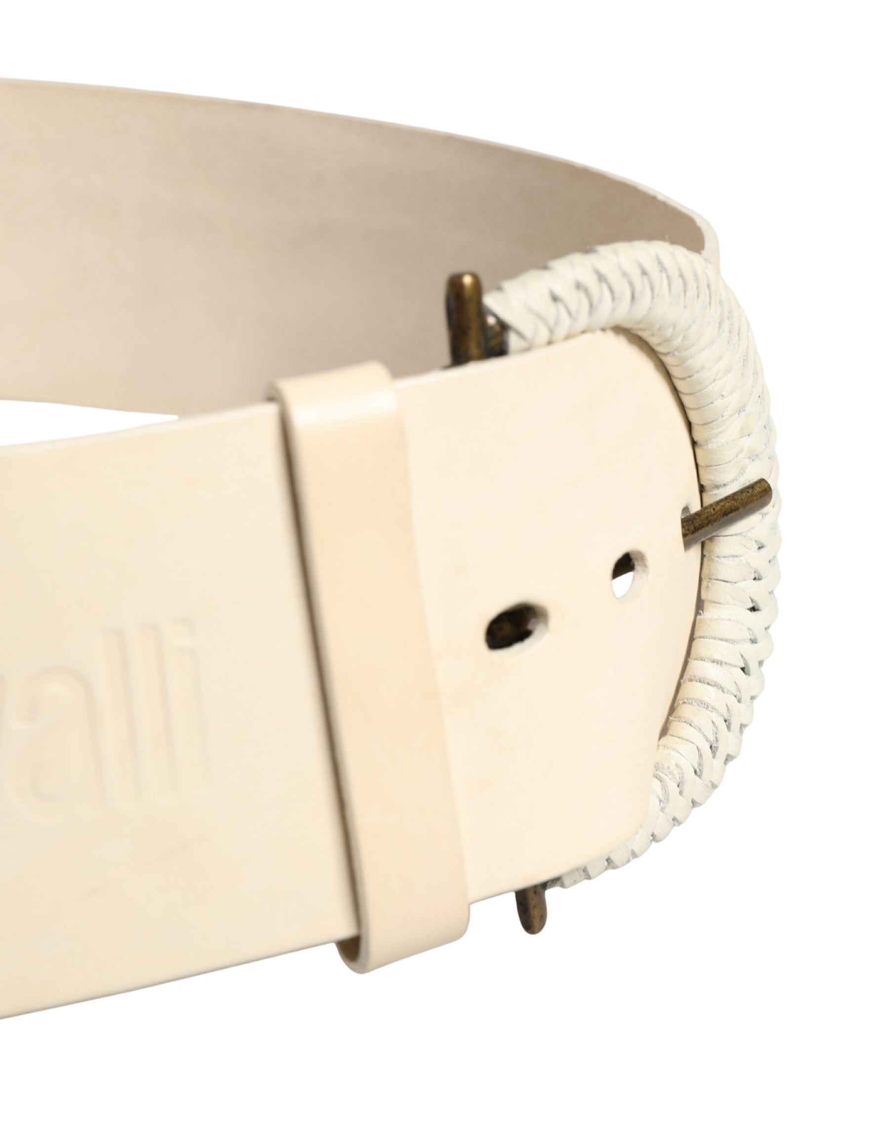 Cavalli Class Off White Leather Waist Women Cintura Buckle Belt | Regal Royce