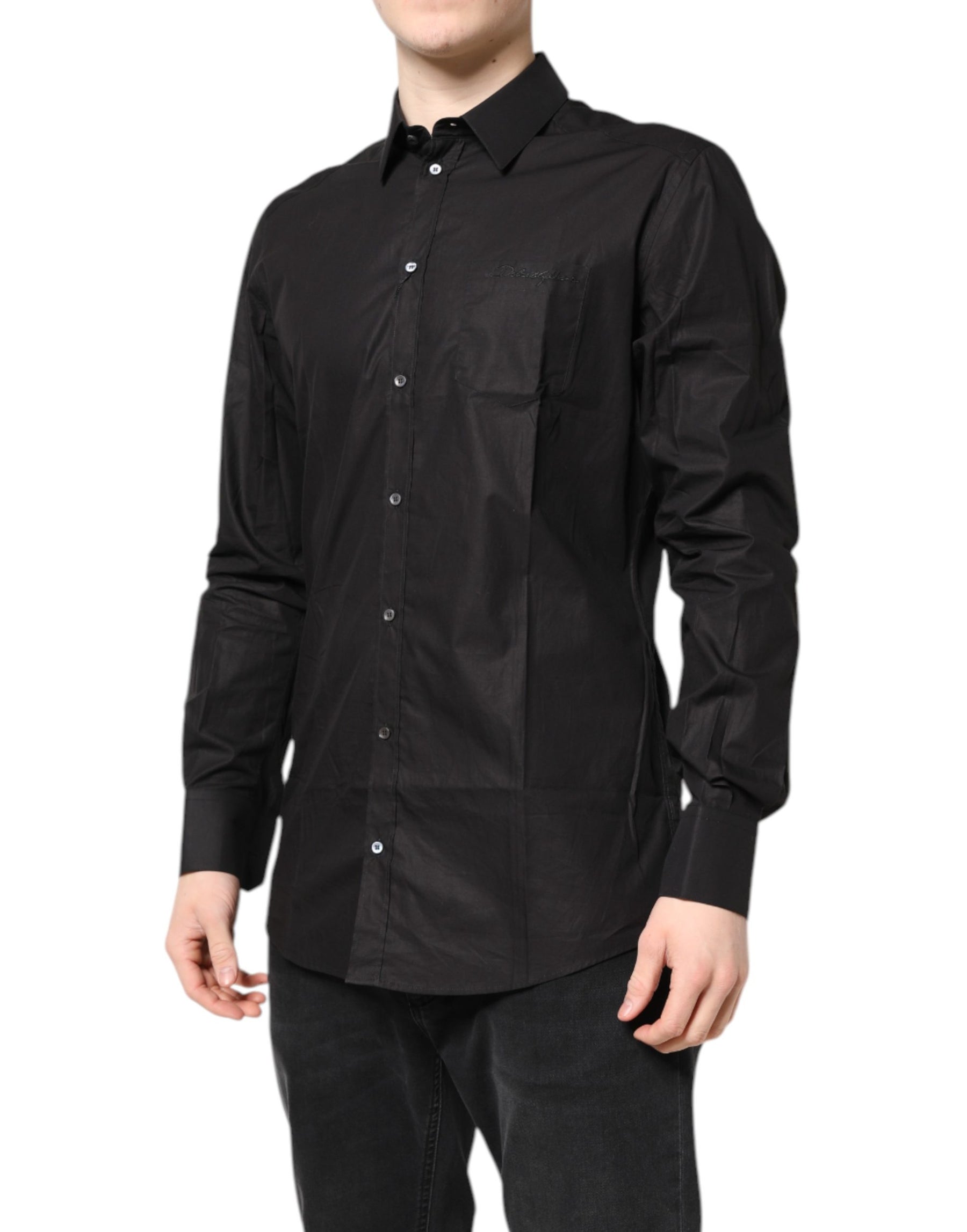 Dolce & Gabbana Black GOLD Cotton Collared Formal Dress Shirt | Regal Royce