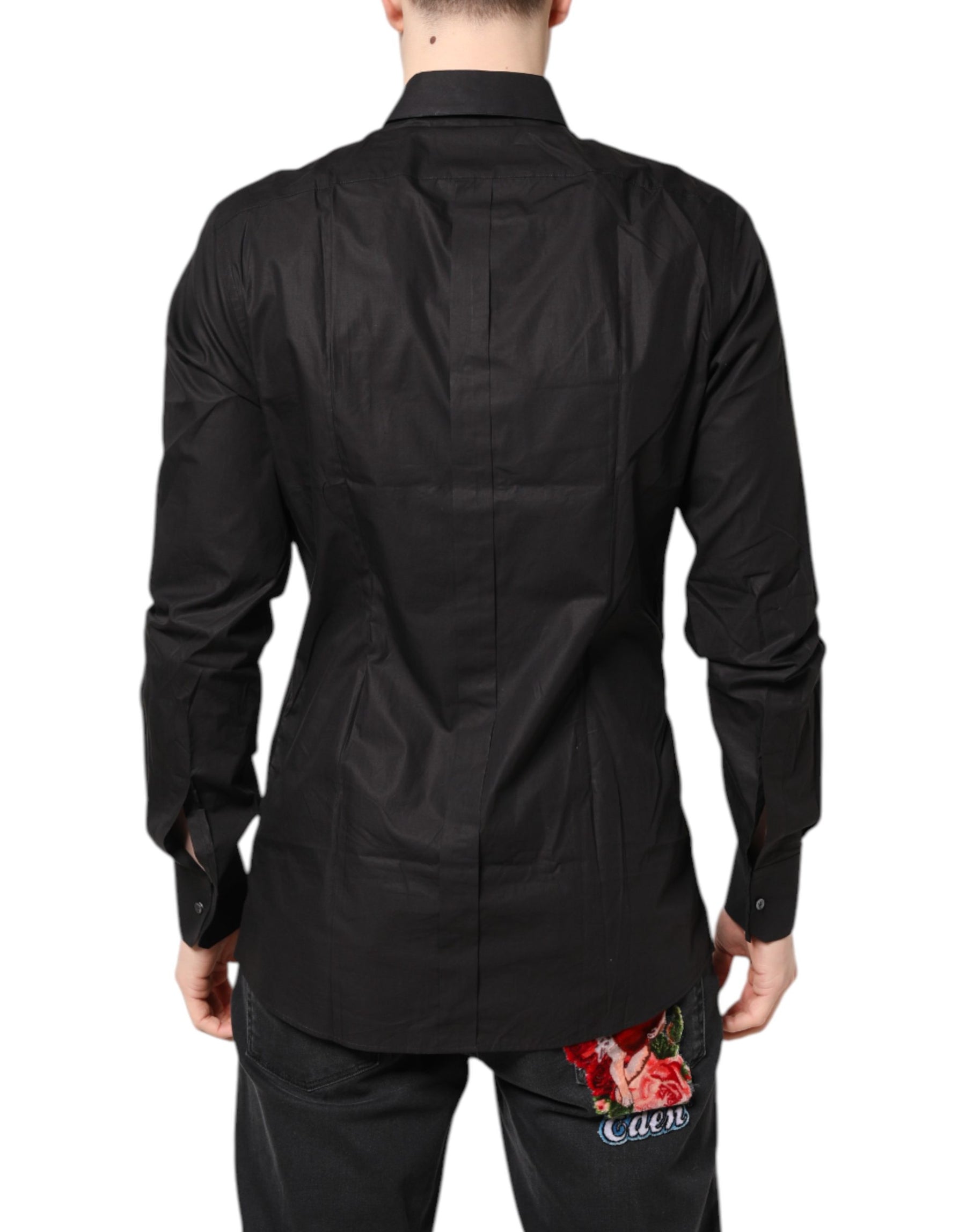 Dolce & Gabbana Black GOLD Cotton Collared Formal Dress Shirt | Regal Royce