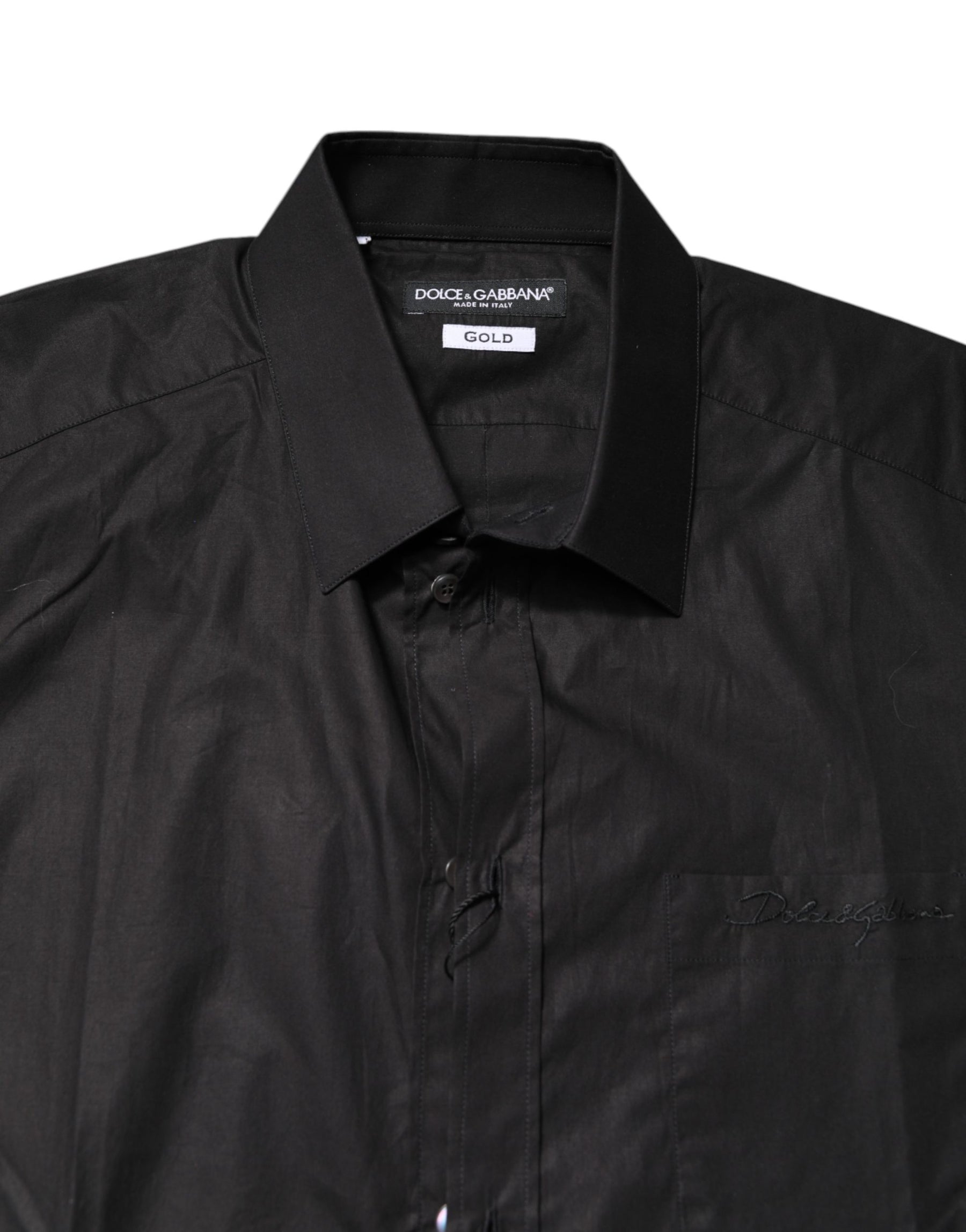 Dolce & Gabbana Black GOLD Cotton Collared Formal Dress Shirt | Regal Royce