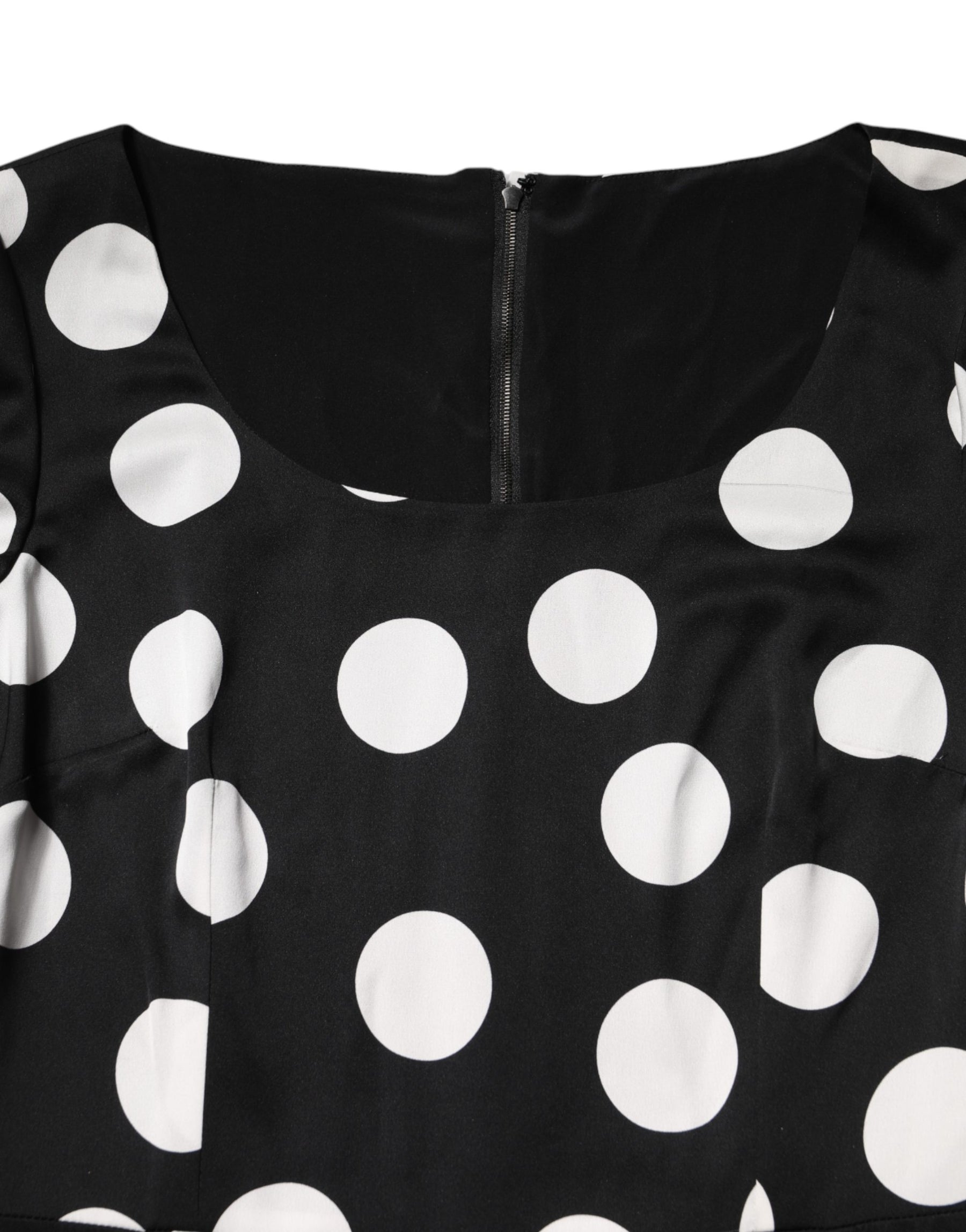 Dolce & Gabbana Black White Polka Dot Silk Sheath Midi Dress | Regal Royce