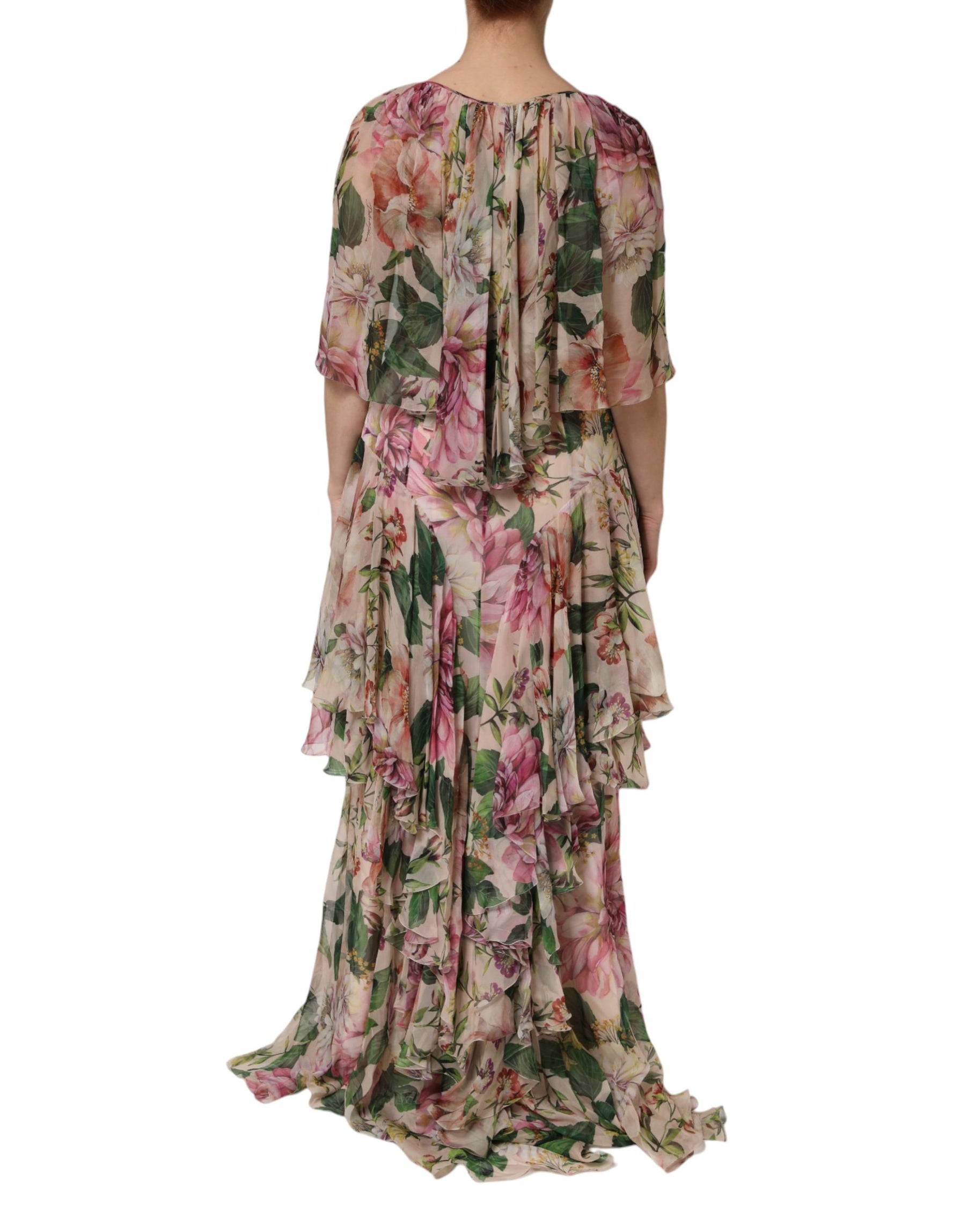 Dolce & Gabbana Multicolor Floral Silk Layered Maxi Dress | Regal Royce