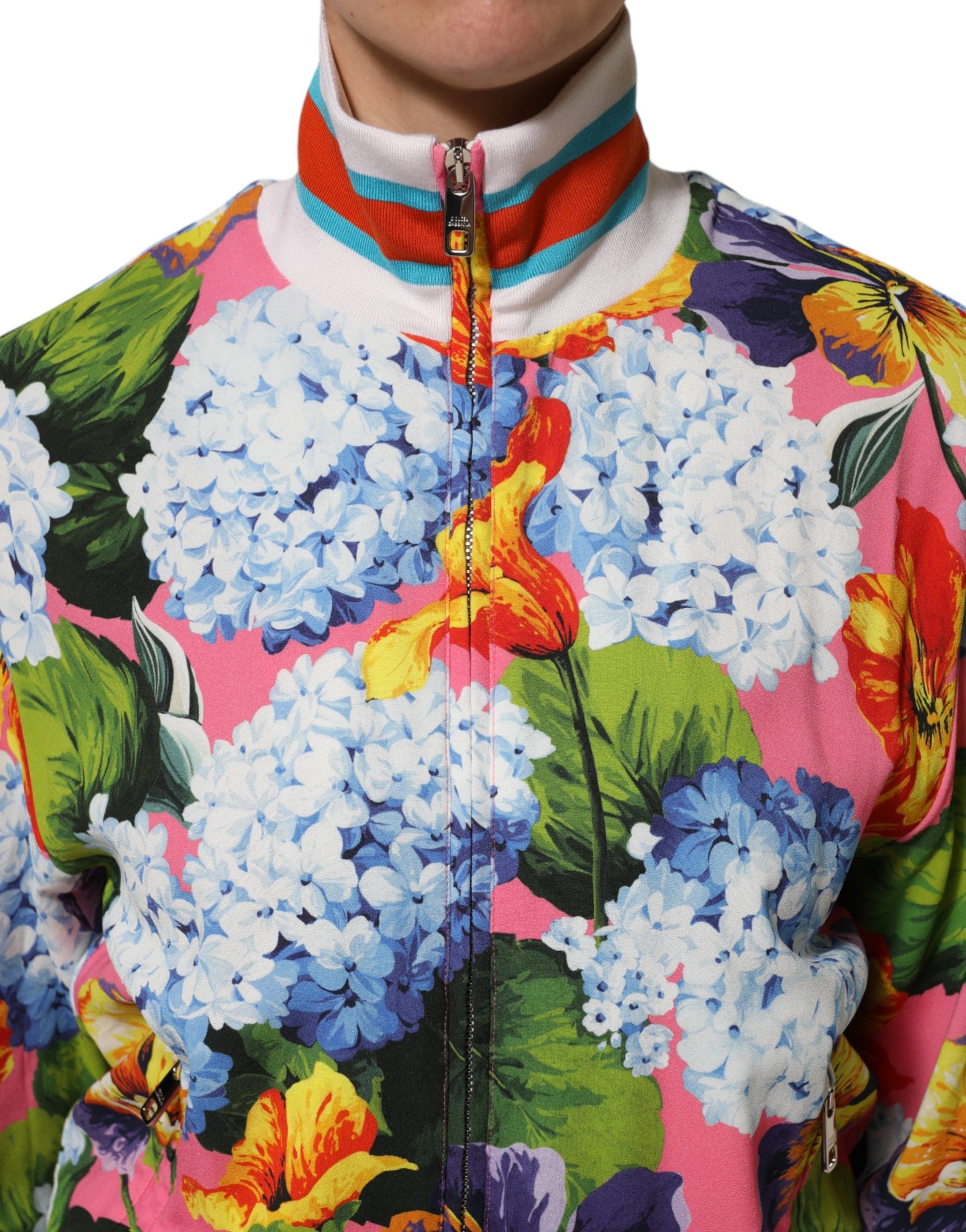 Dolce & Gabbana Multicolor Floral Print Zip Cardigan Jacket | Regal Royce