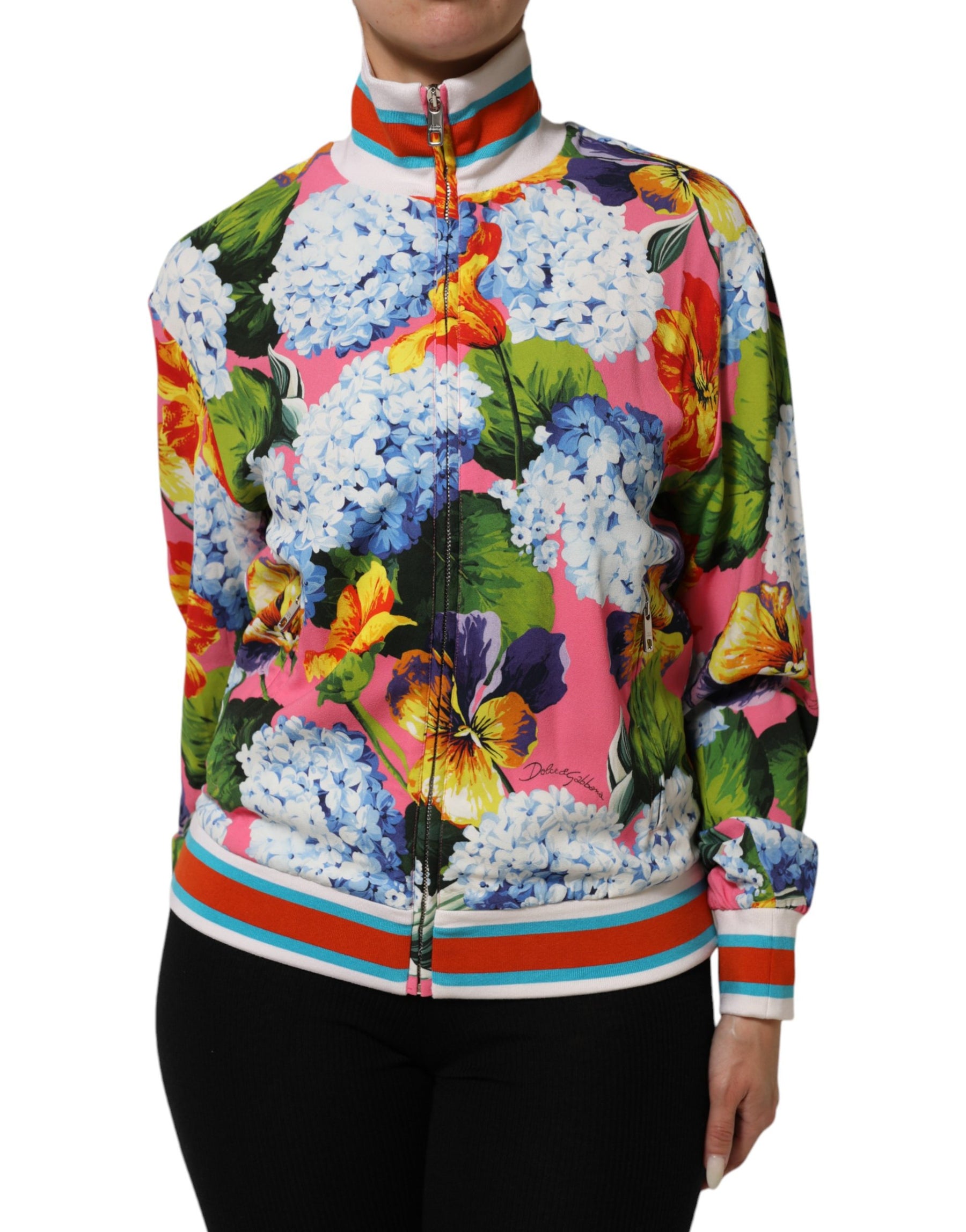 Dolce & Gabbana Multicolor Floral Print Zip Cardigan Jacket | Regal Royce