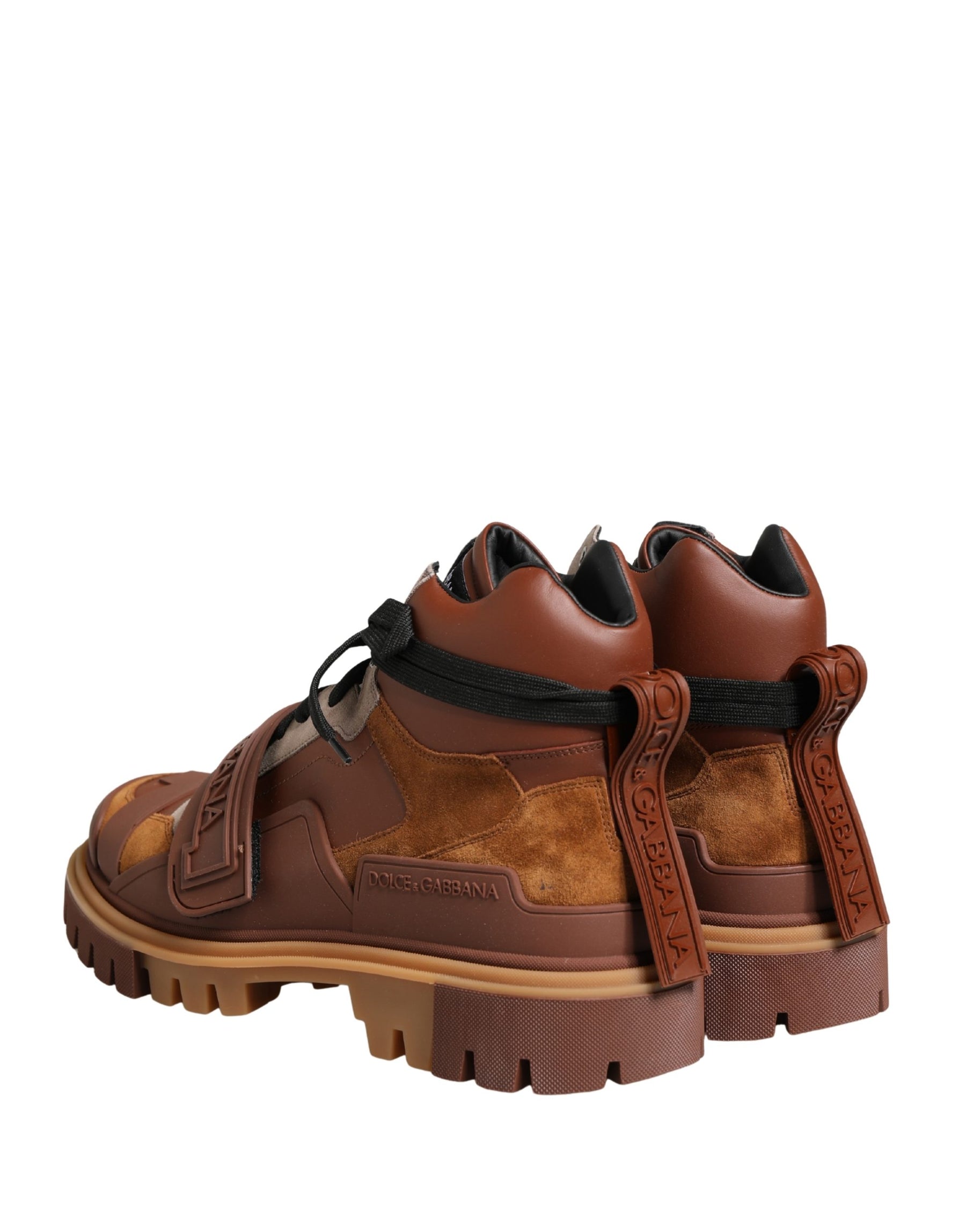 Dolce & Gabbana Brown Leather Trekking-Style Men Boots Shoes | Regal Royce