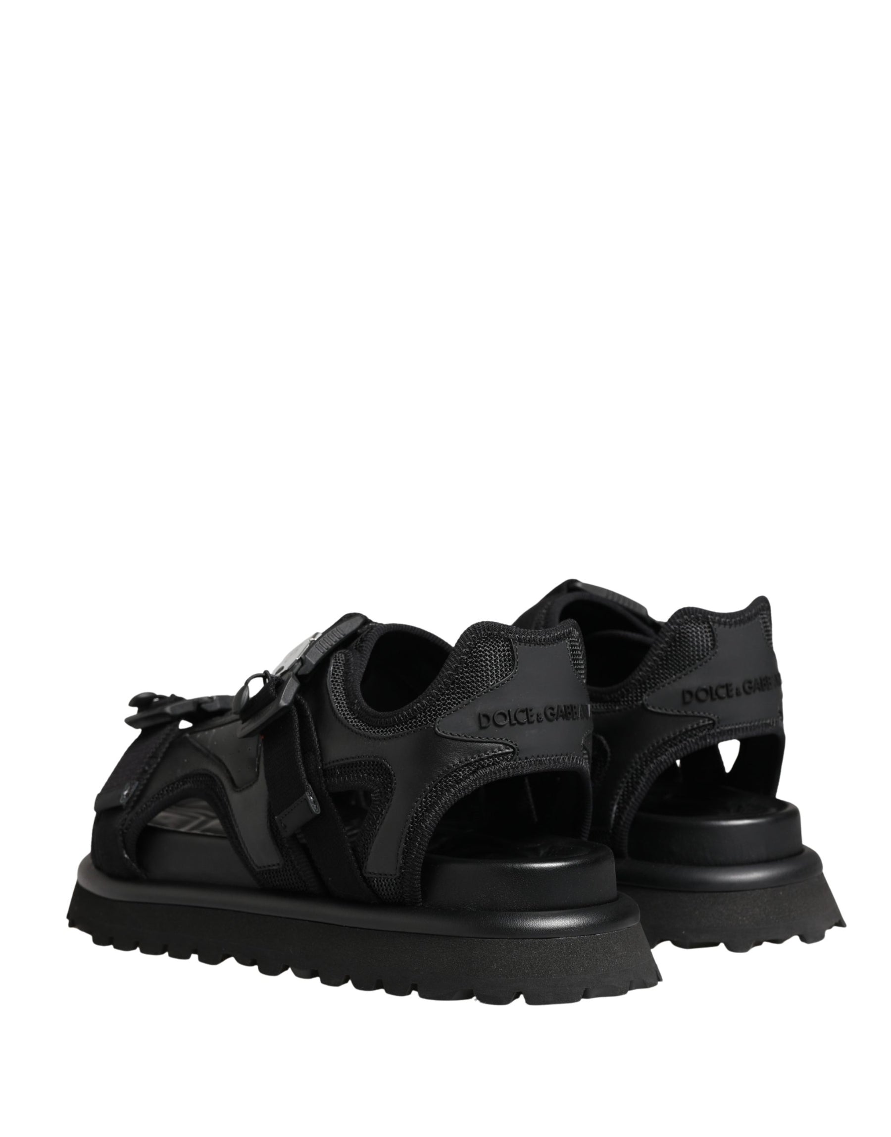 Dolce & Gabbana Black Logo Detailed Men Chunky Sandals Shoes | Regal Royce