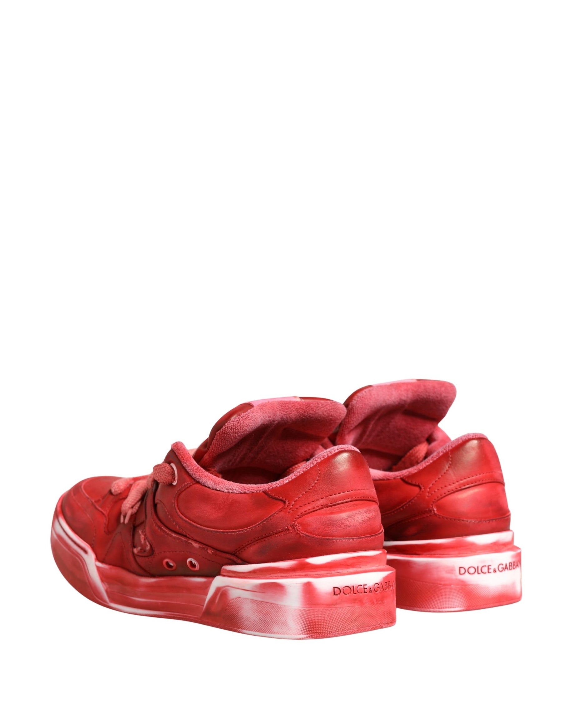 Dolce & Gabbana Red Distressed Suede Men Sneakers Shoes | Regal Royce