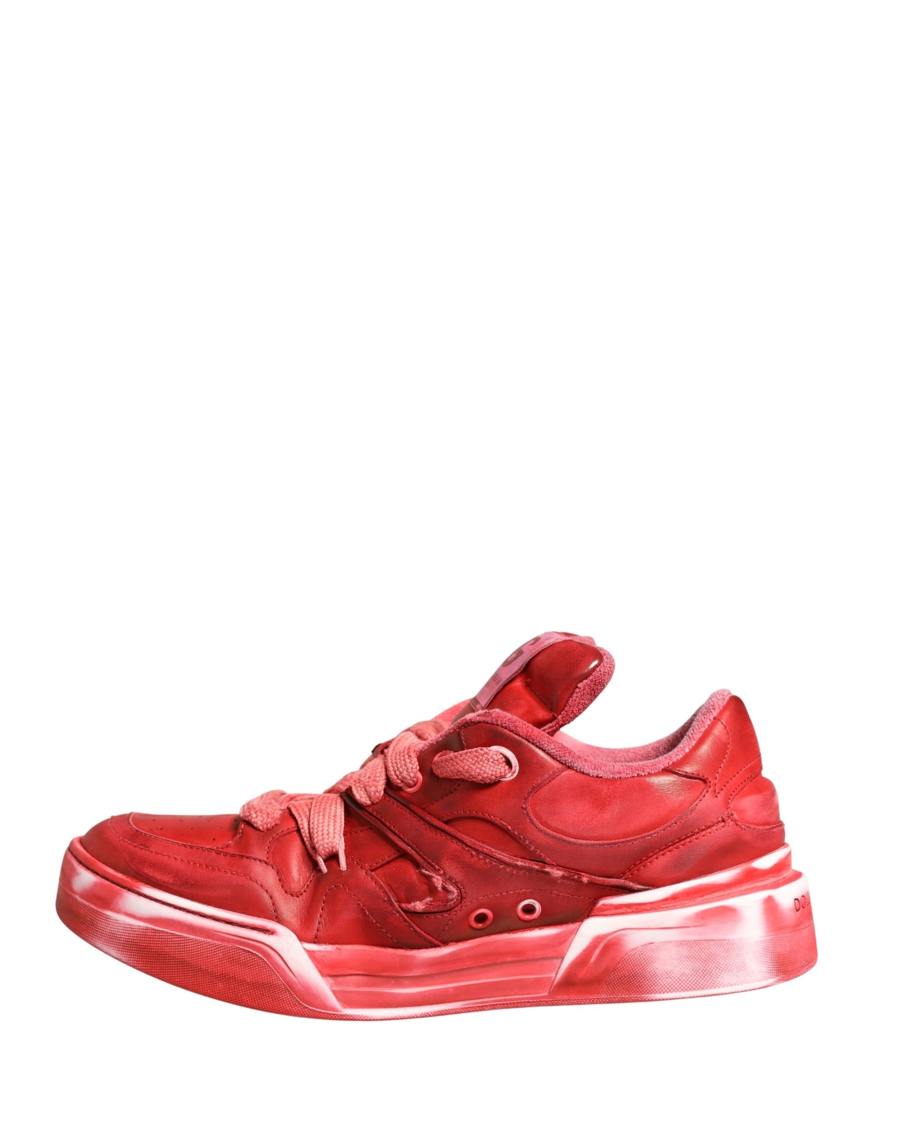 Dolce & Gabbana Red Distressed Suede Men Sneakers Shoes | Regal Royce