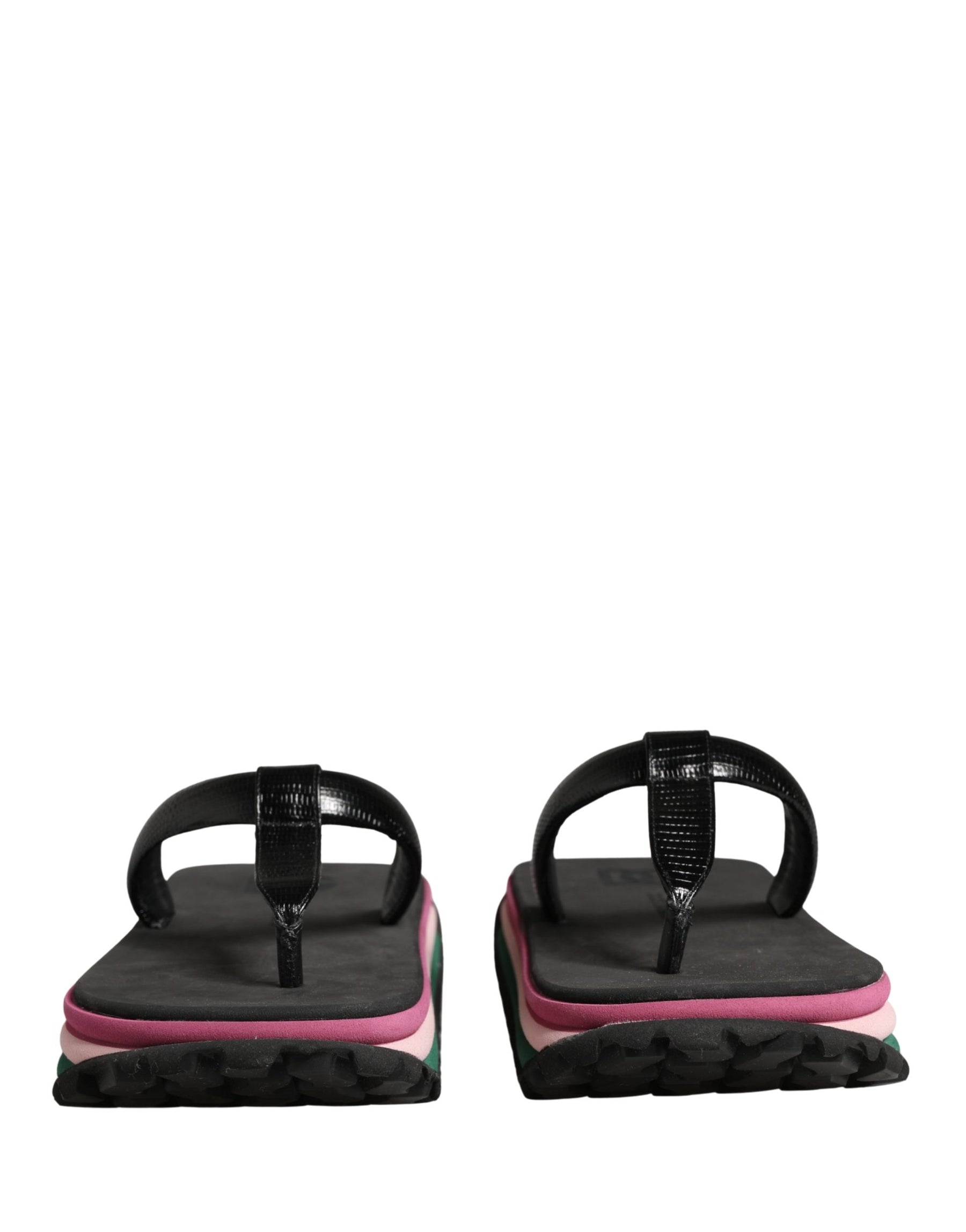 Dolce & Gabbana Multicolor Rubber Chunky Flip Flop Shoes | Regal Royce