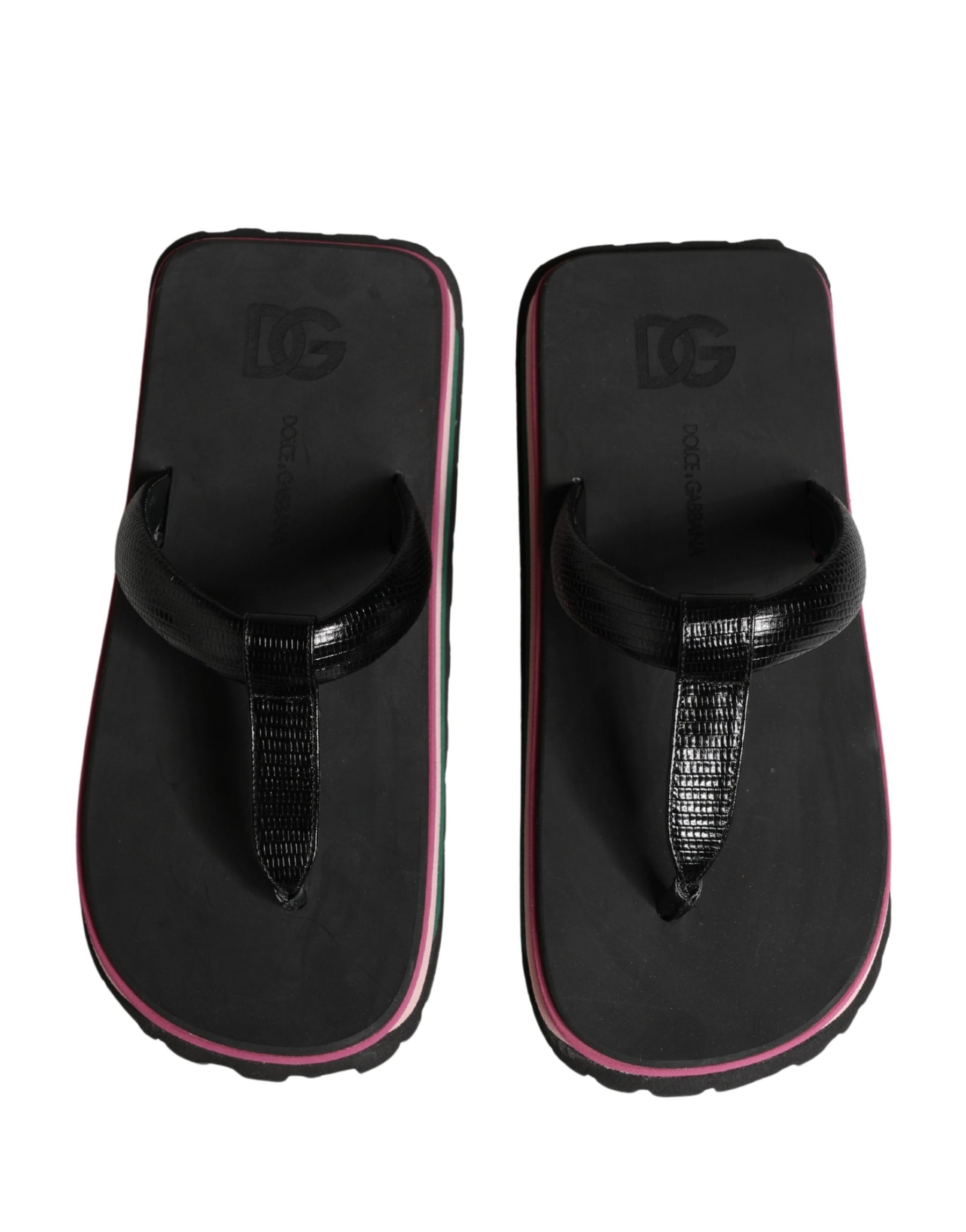 Dolce & Gabbana Multicolor Rubber Chunky Flip Flop Shoes | Regal Royce