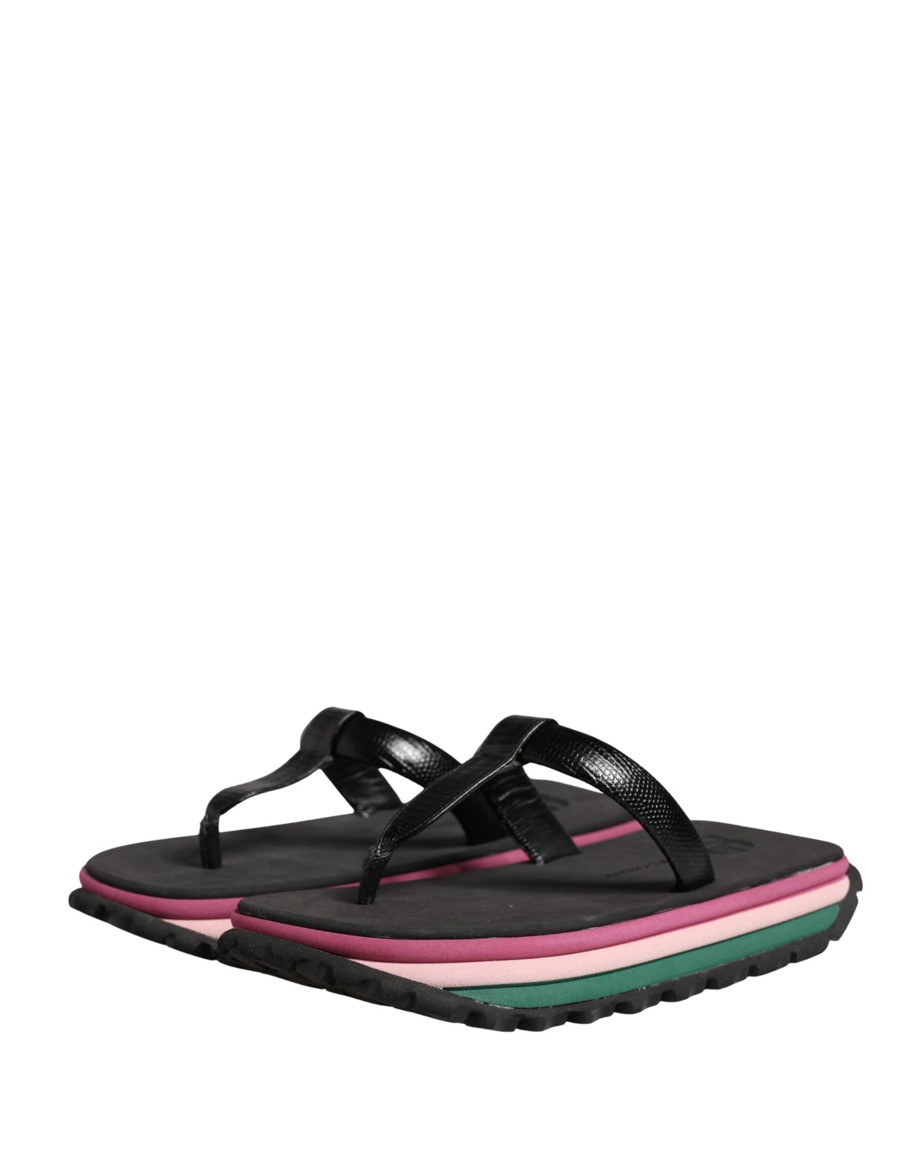 Dolce & Gabbana Multicolor Rubber Chunky Flip Flop Shoes | Regal Royce
