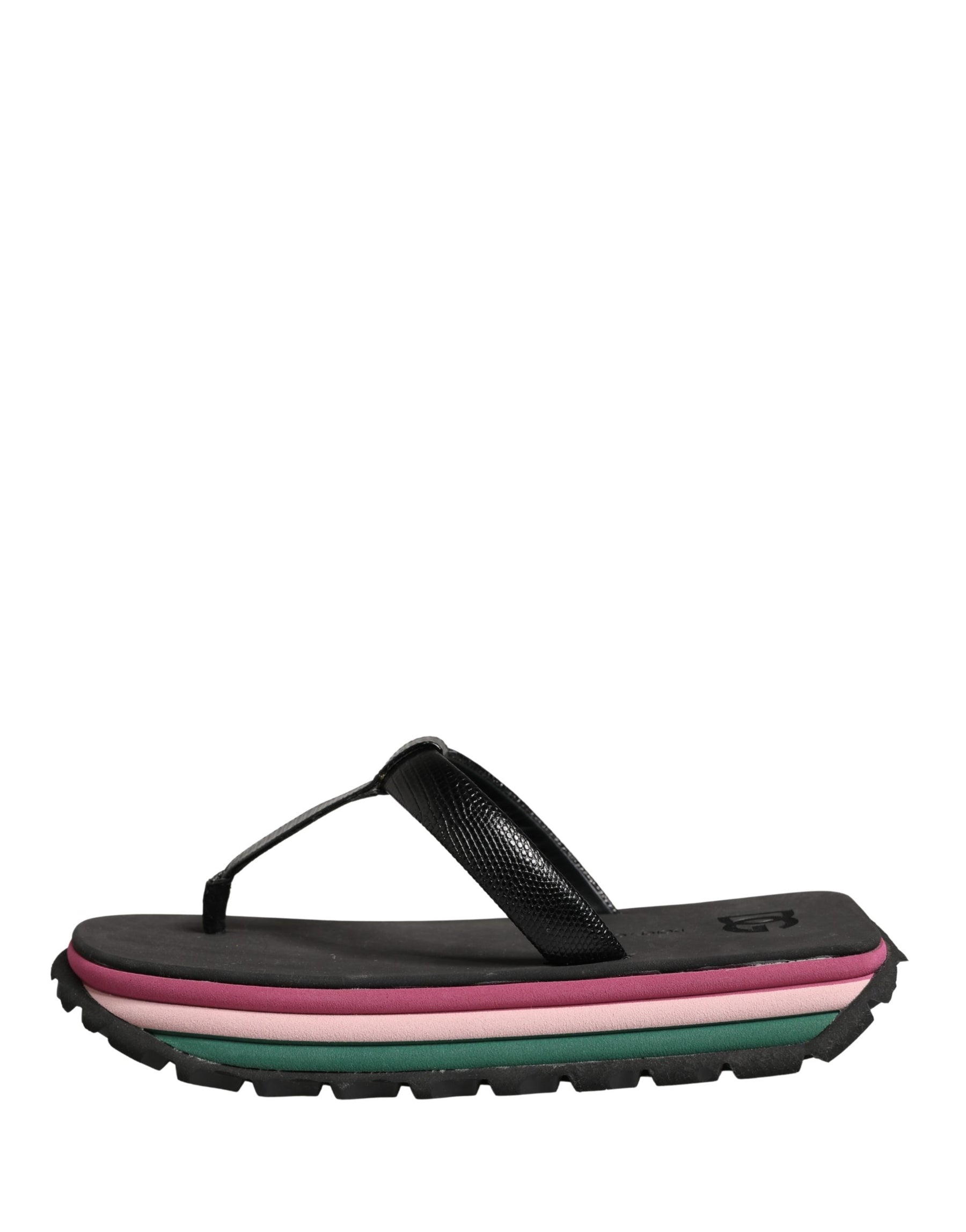 Dolce & Gabbana Multicolor Rubber Chunky Flip Flop Shoes | Regal Royce