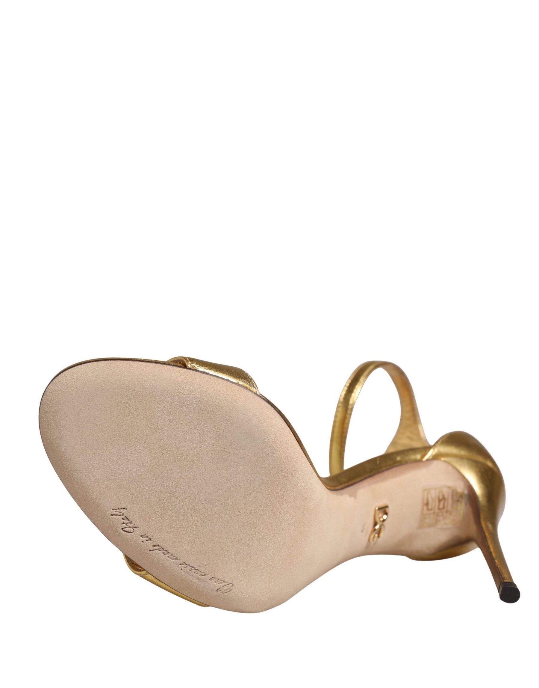 Dolce & Gabbana Gold Leather Keira High Heels Sandals Shoes | Regal Royce