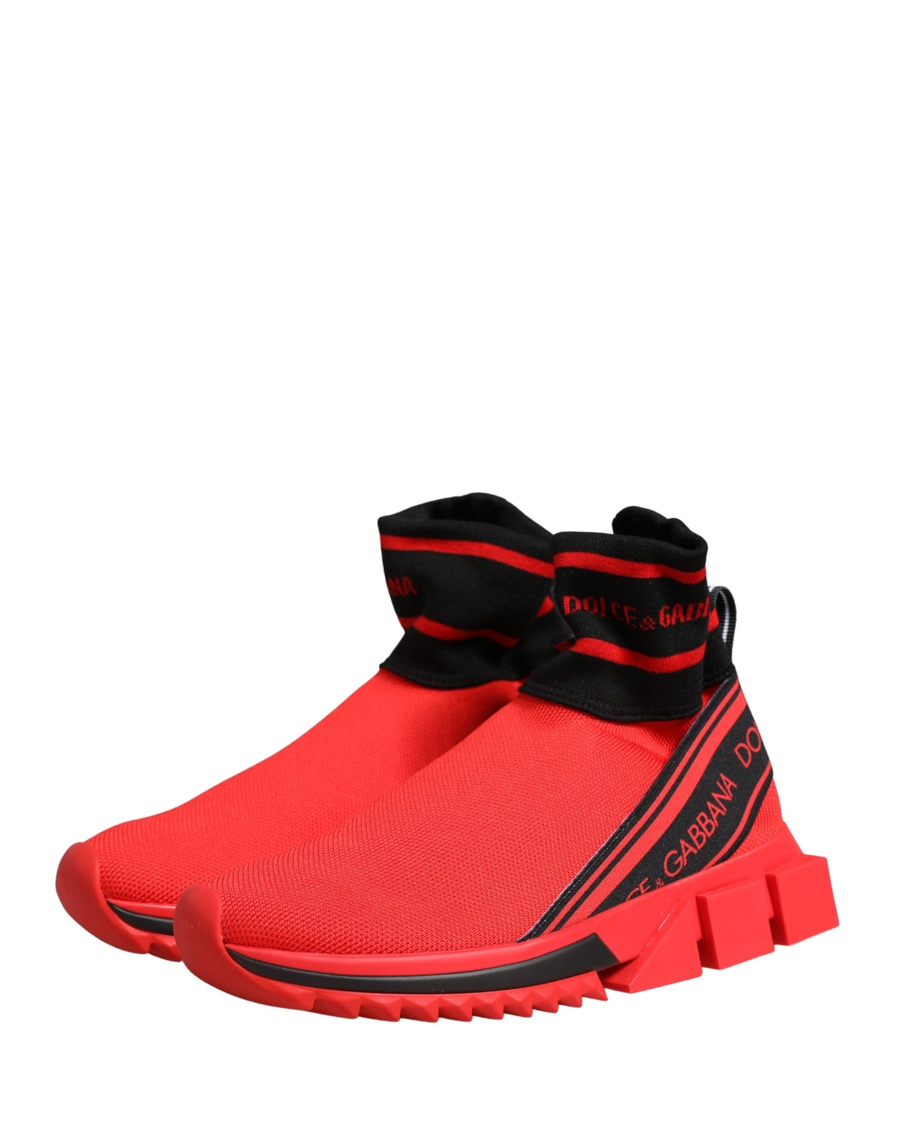 Dolce & Gabbana Red Black Sorrento Socks Sneakers Shoes | Regal Royce