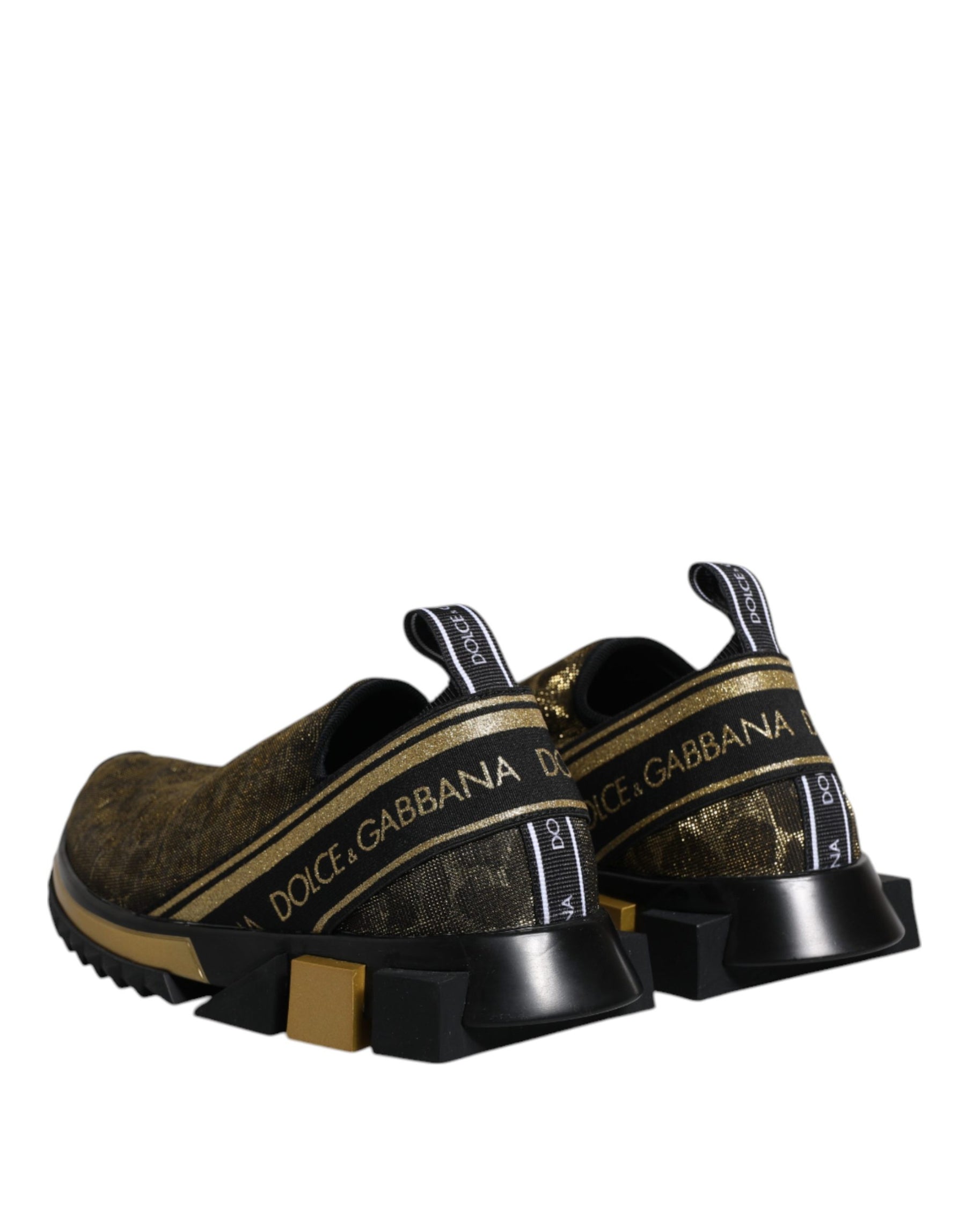Dolce & Gabbana Gold Glitter Leopard Sorrento Sneakers Shoes | Regal Royce