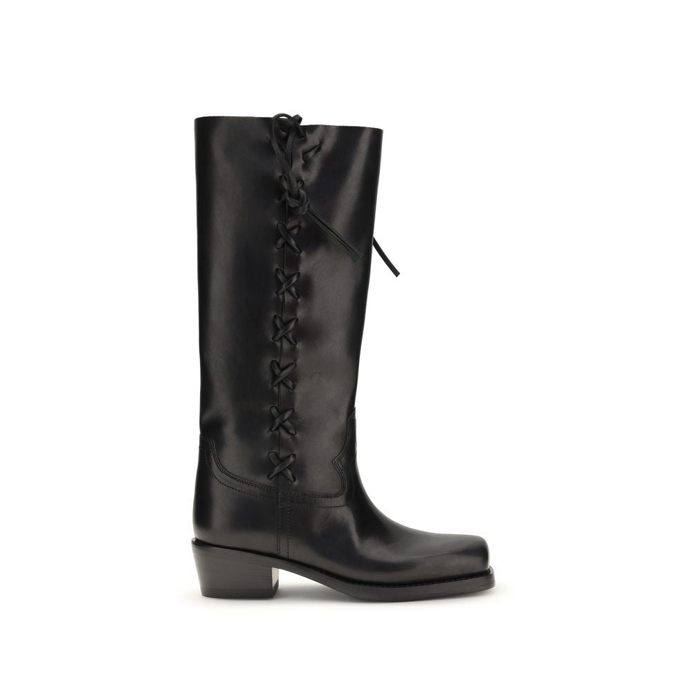 Paris Texas Black Calf Leather Bos Taurus Lace-Up Boots | Regal Royce