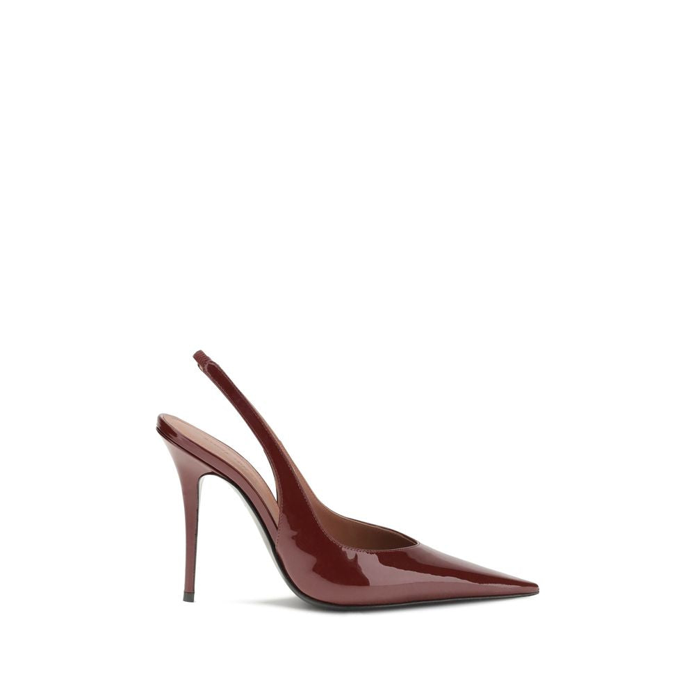 Amina Muaddi Bordeaux Leather Platform Pumps | Regal Royce