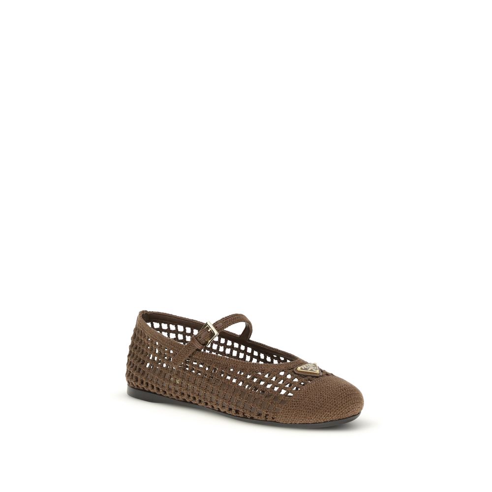 Prada Brown Cotton Ballet Flats | Regal Royce