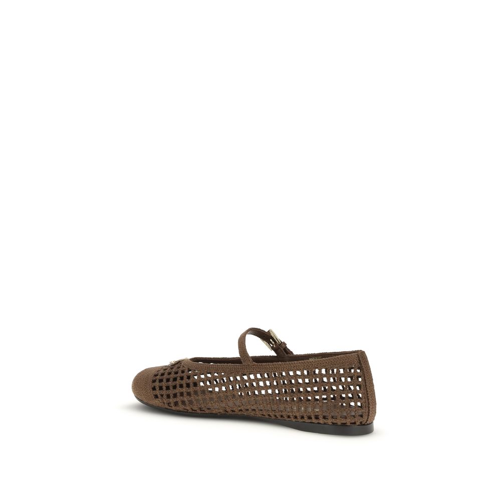Prada Brown Cotton Ballet Flats | Regal Royce