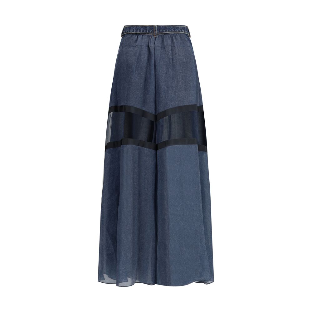 Sacai Blue Cotton Cropped Jeans | Regal Royce