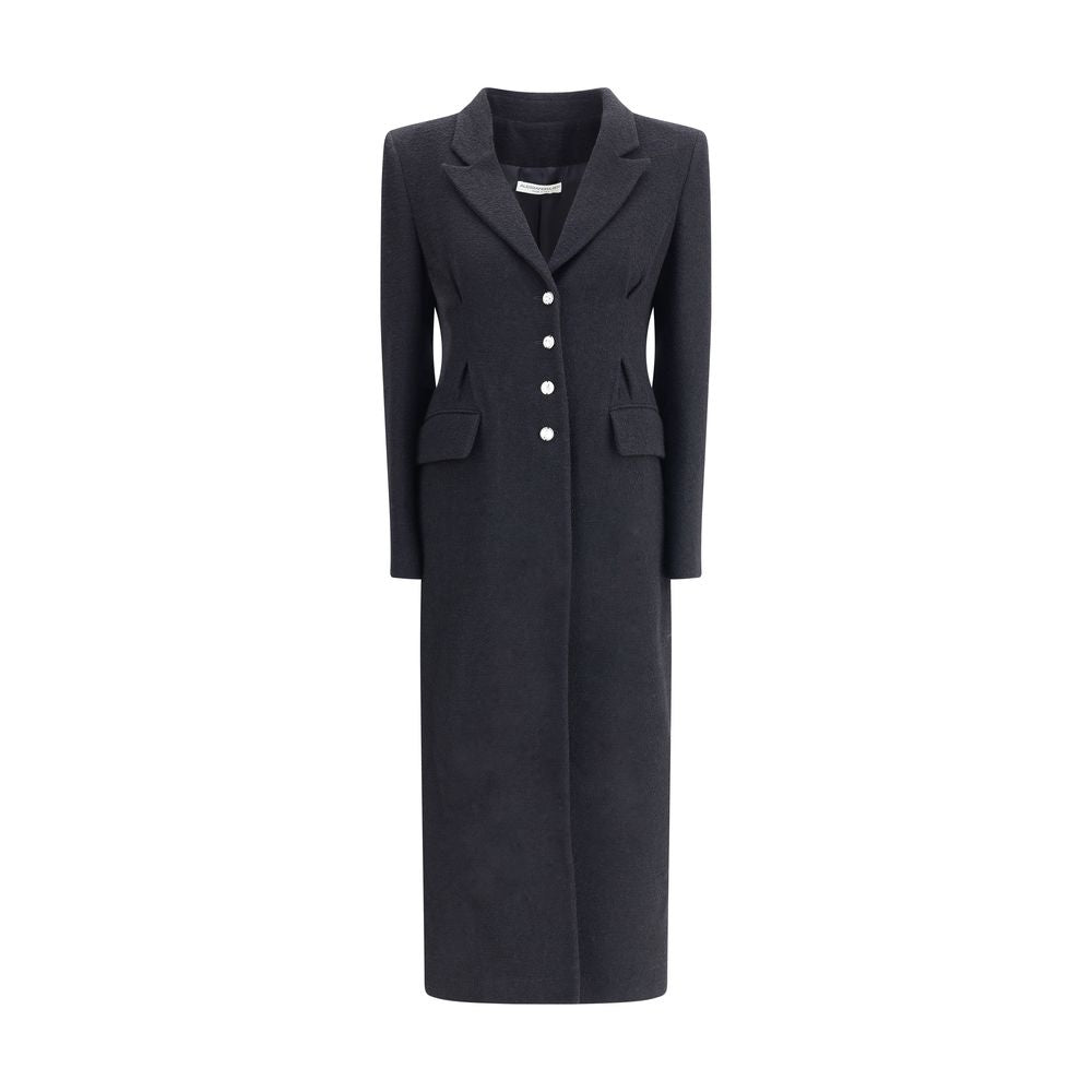 Alessandra Rich Black Fleece Wool Coat | Regal Royce