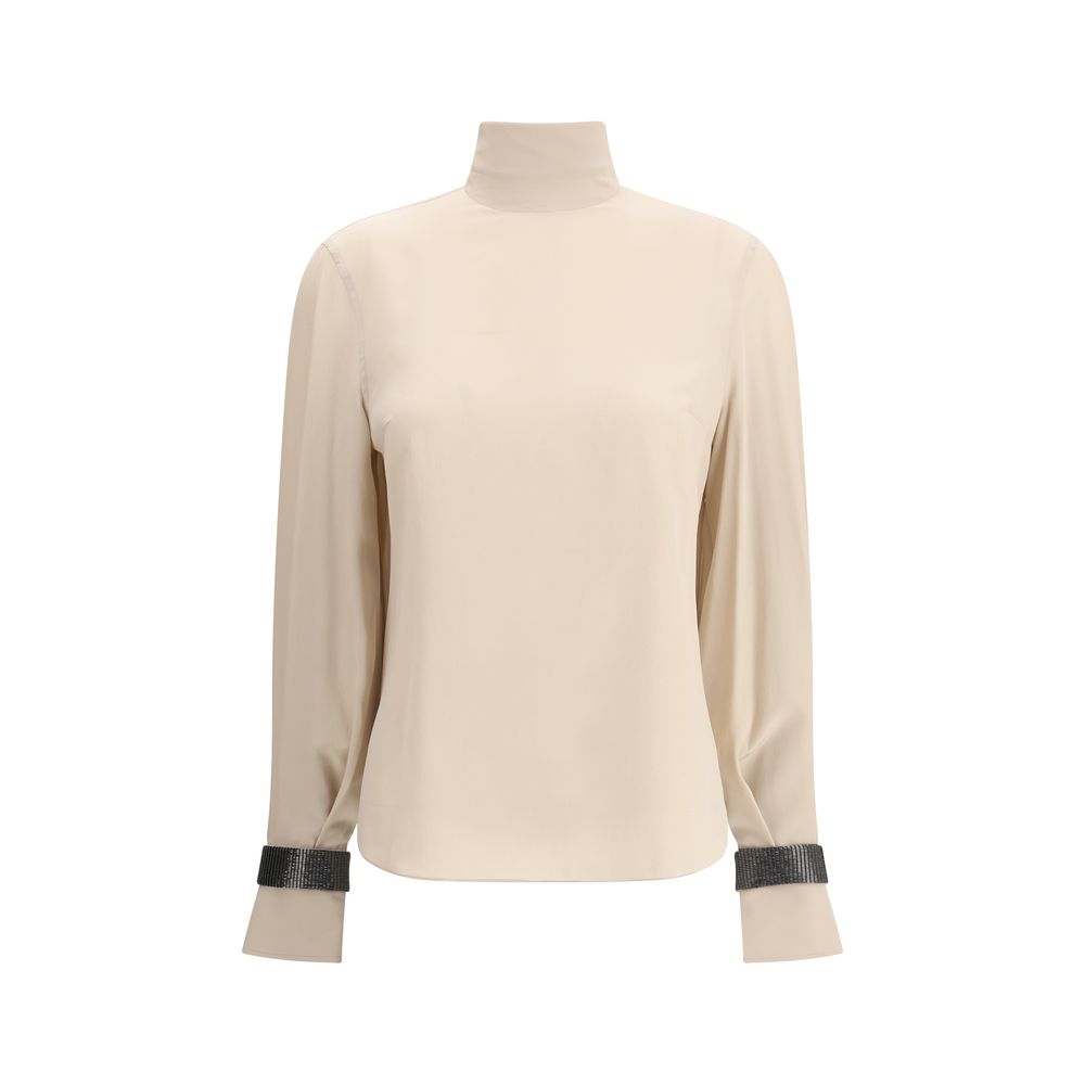 Brunello Cucinelli Beige Silk Blouse | Regal Royce