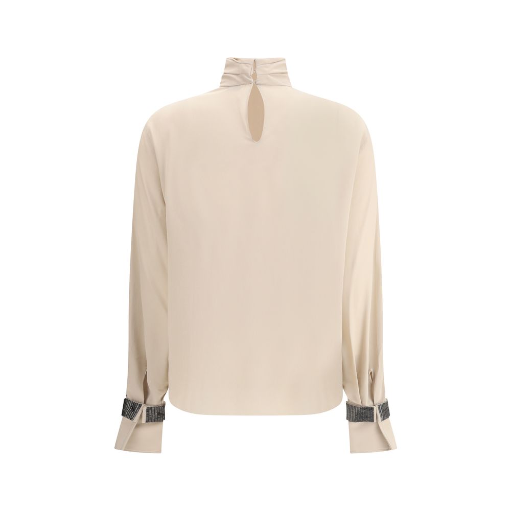 Brunello Cucinelli Beige Silk Blouse | Regal Royce