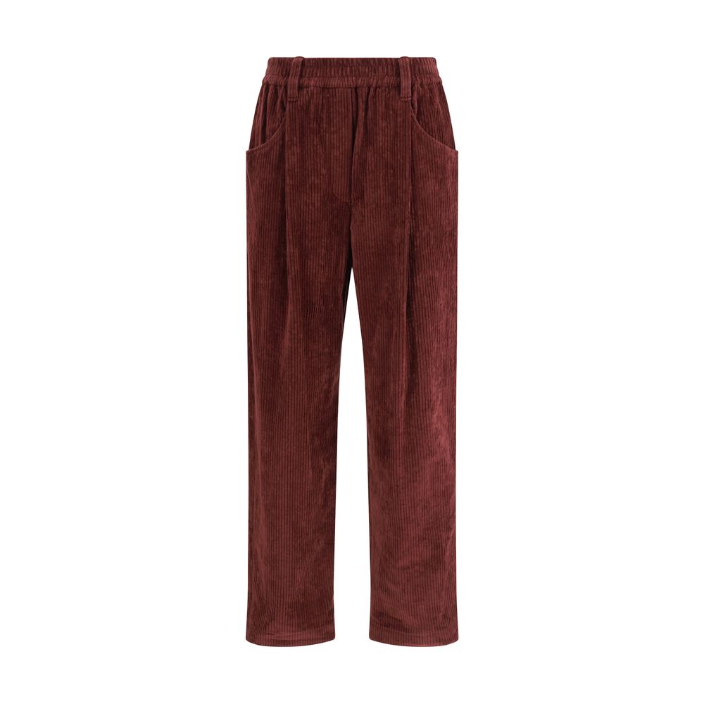 Brunello Cucinelli Bordeaux Cotton Casual Pants | Regal Royce