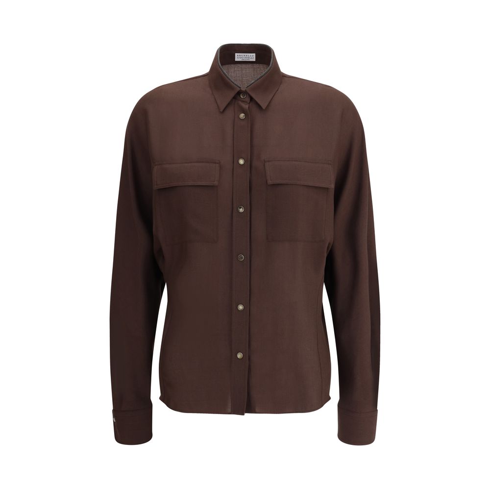 Brunello Cucinelli Brown Polyester Dress Shirt | Regal Royce
