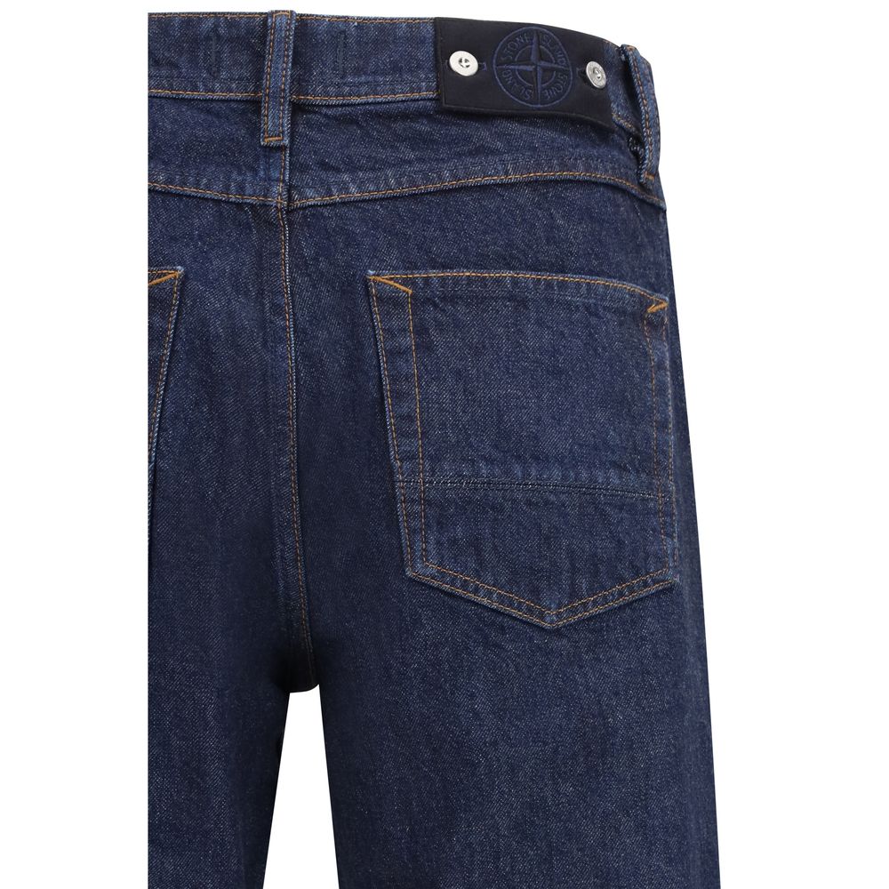 Stone Island Blue Cotton Straight-Leg Jeans | Regal Royce