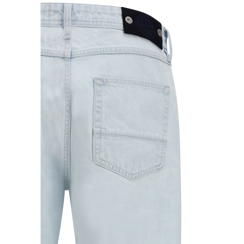 Stone Island Blue Cotton Straight-Leg Jeans | Regal Royce